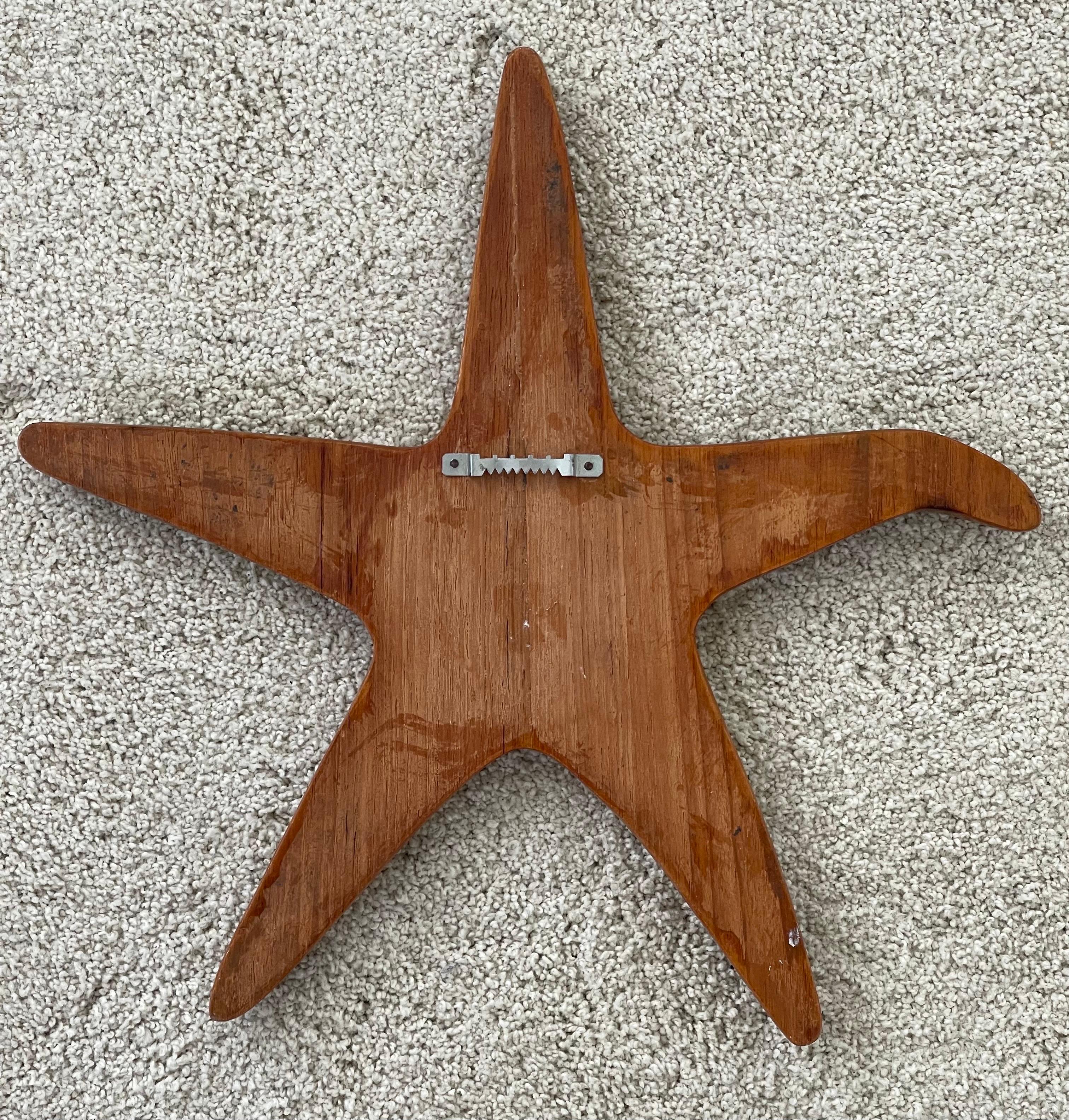 Vintage Carved Wood Starfish Wall Hanging Sculpture For Sale 4