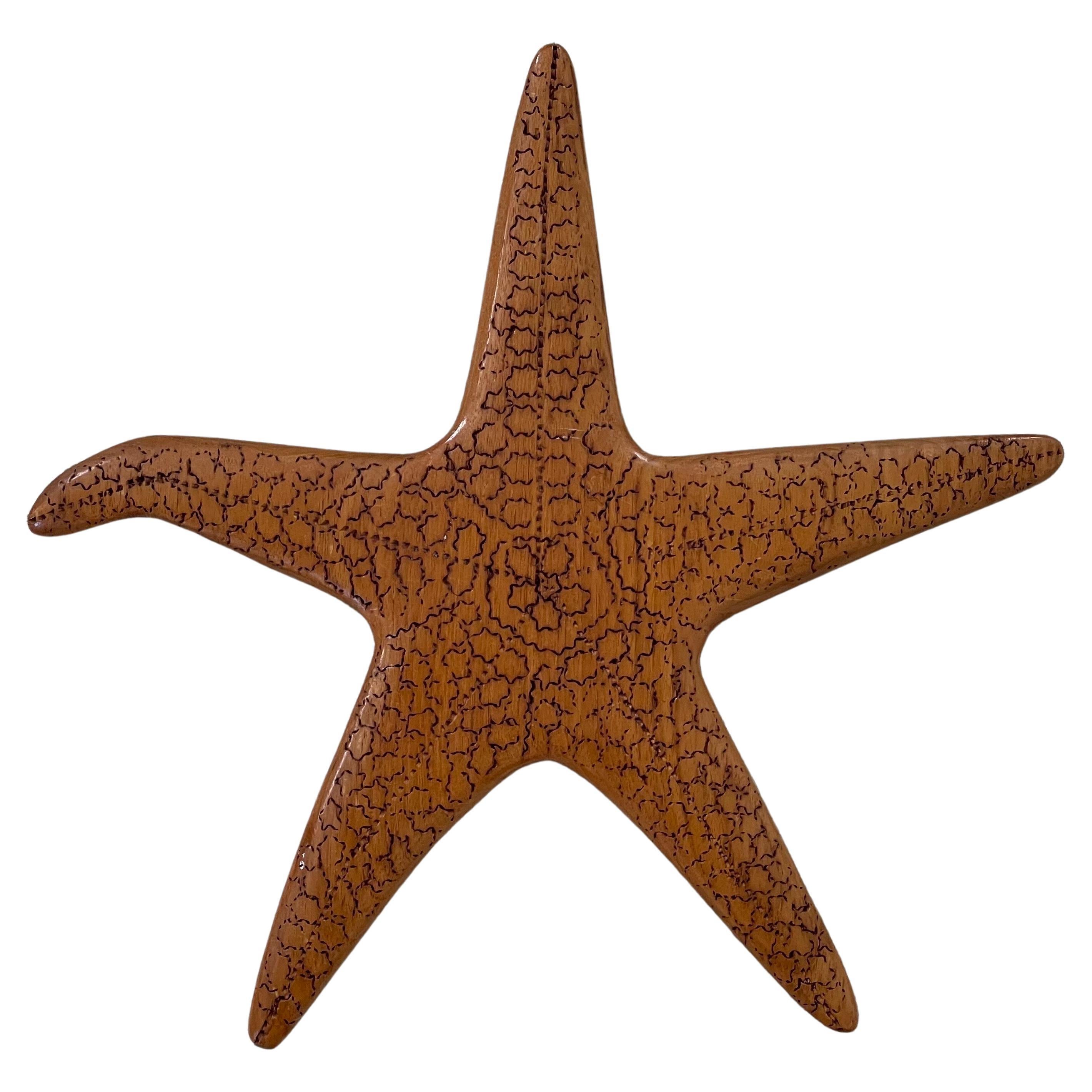 Vintage Carved Wood Starfish Wall Hanging Sculpture For Sale 5