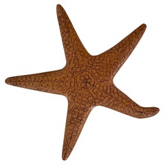 Vintage Carved Wood Starfish Wall Hanging Sculpture