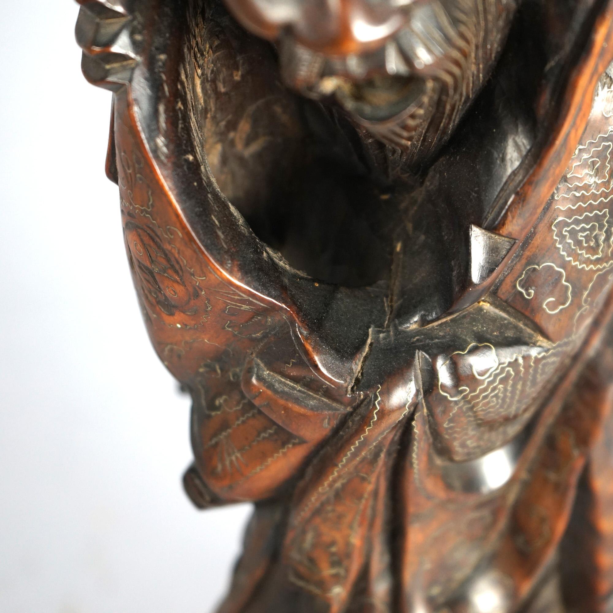 Vintage Carved Wood Statue of the God Fukurokuju C1930 For Sale 10