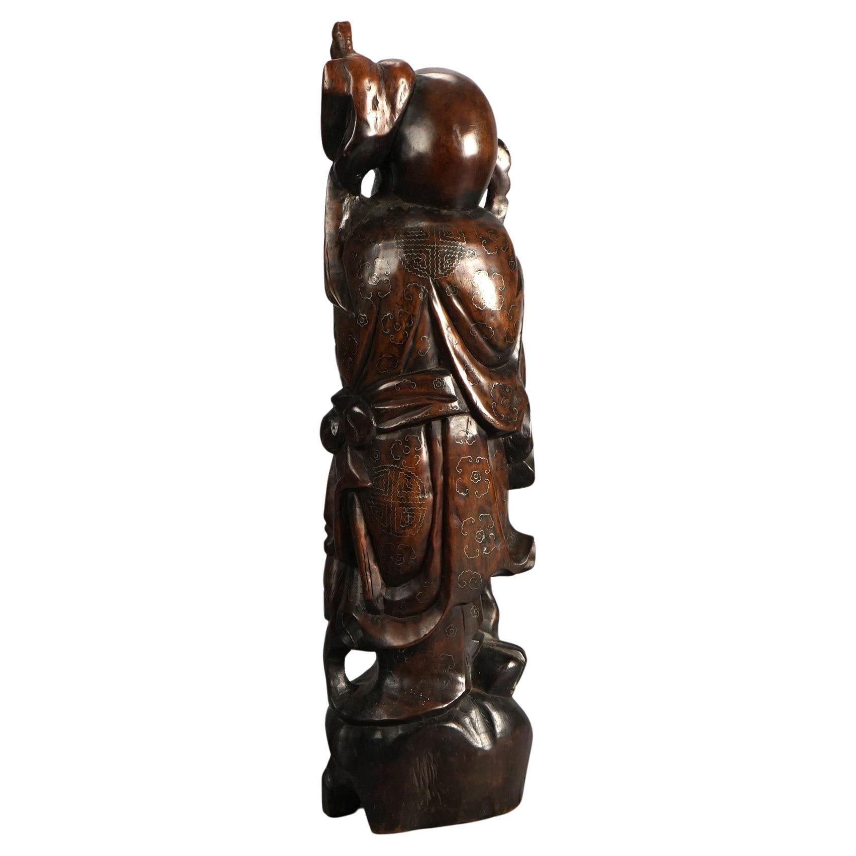 Vintage Asian Carved Wood Statue of the God Fukurokuju C1930

Measures - 19.25