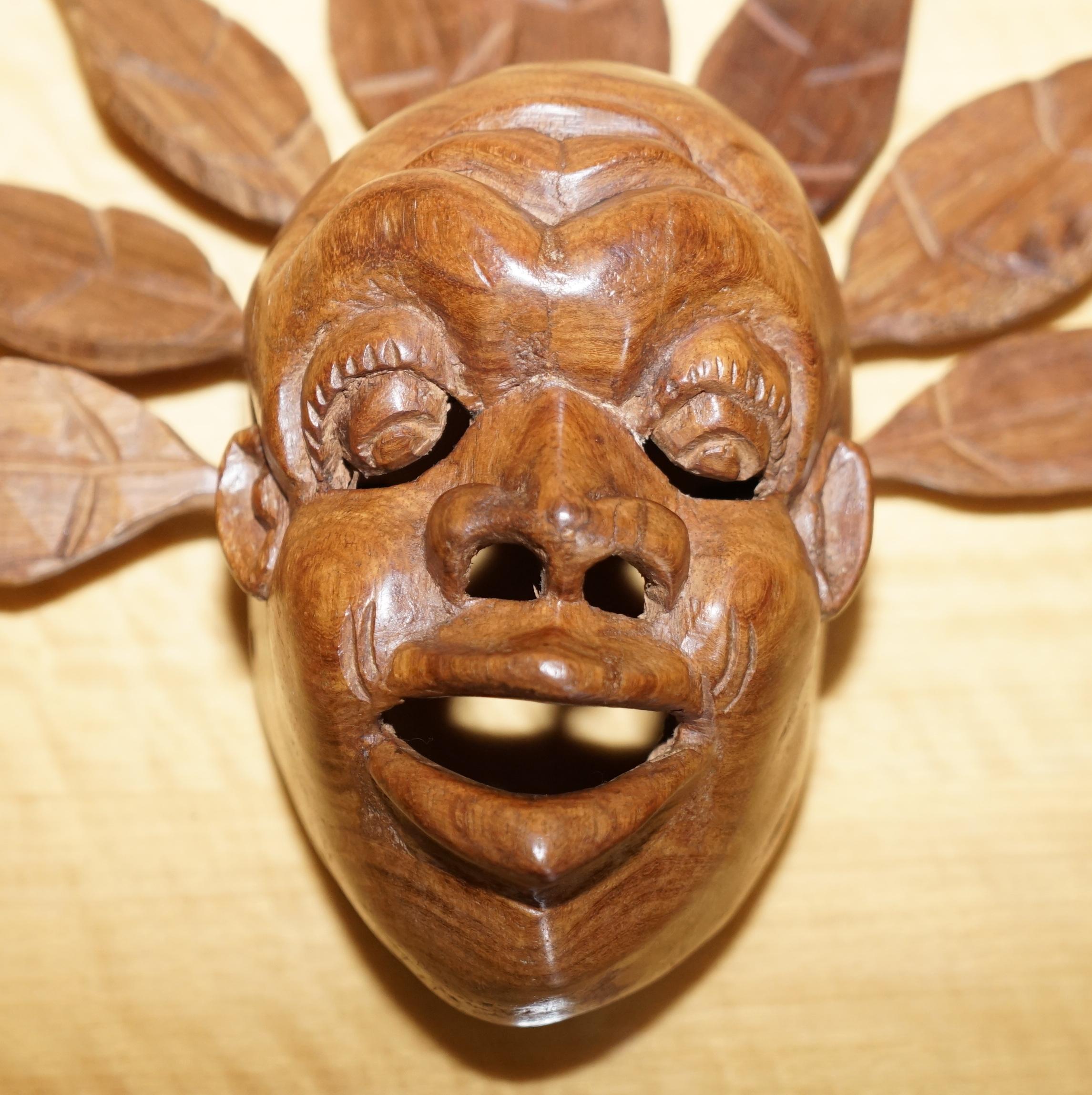 Cabeza de Madera Tallada Vintage con Plumas Extraíbles, Tallada de una sola Fresa Bohemio en venta