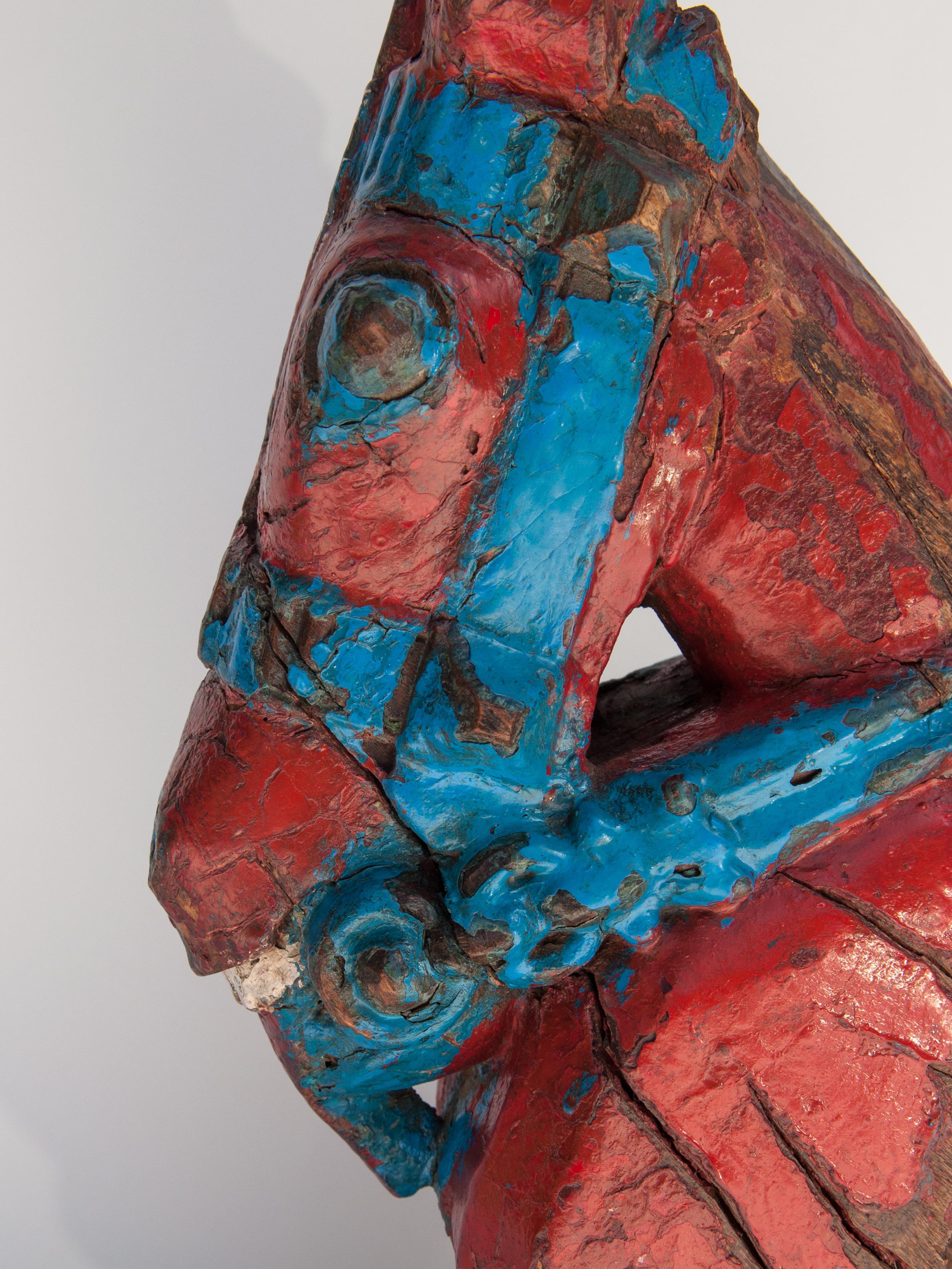 Vintage Carved Wooden Horse Head from India, Early to Mid-20th Century 9