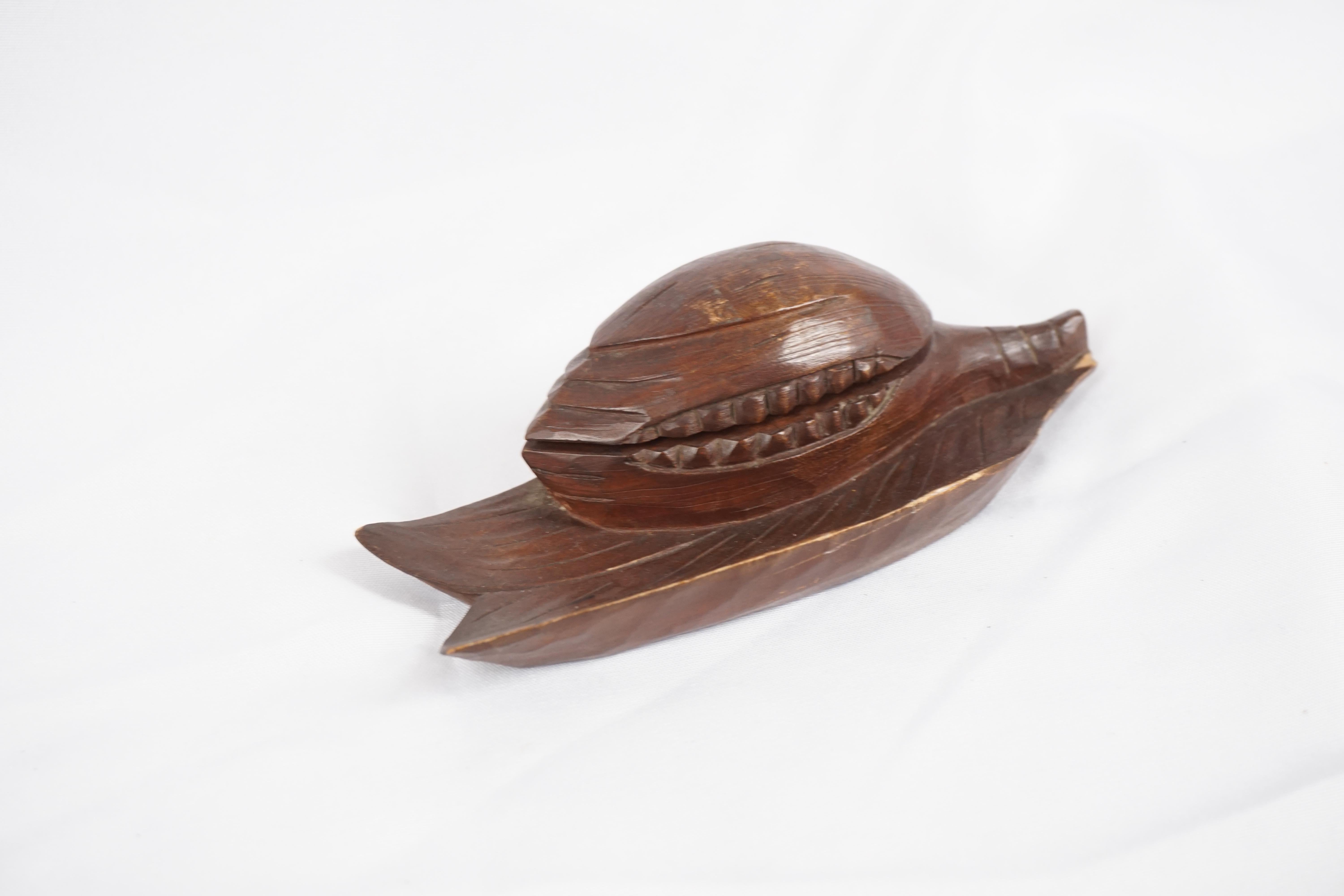 Hand-Crafted Vintage Carved Wooden Inkwell, Shape of a Corn Hush, European 1930, H307 For Sale