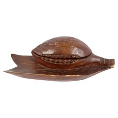 Vintage Carved Wooden Inkwell, Shape of a Corn Hush, European 1930, H307