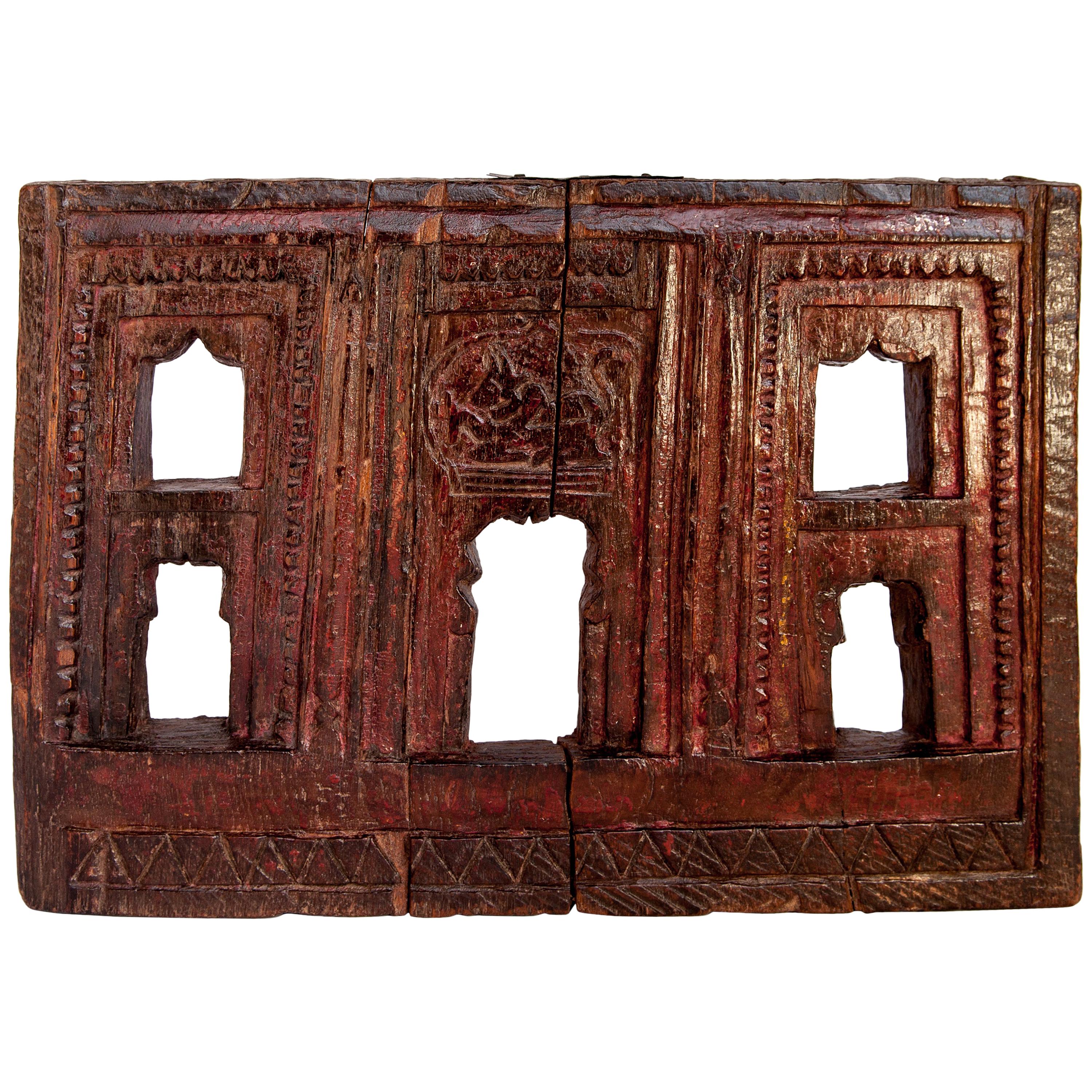 Vintage Carved Wooden Votive or Picture Frame, Mid-20th Century, India