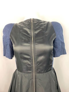 Vintage Carven Navy and Black Short Sleeve Mini Dress w/ Open Back