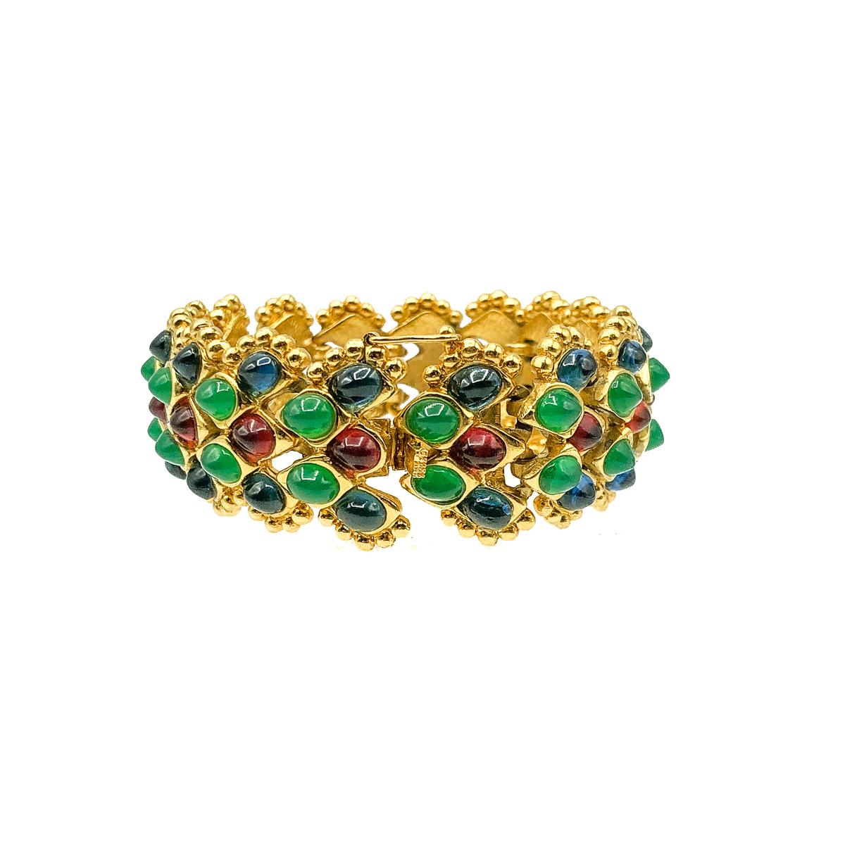 Vintage Carven Paris Pate de Verre Gem Bracelet 1970s 1