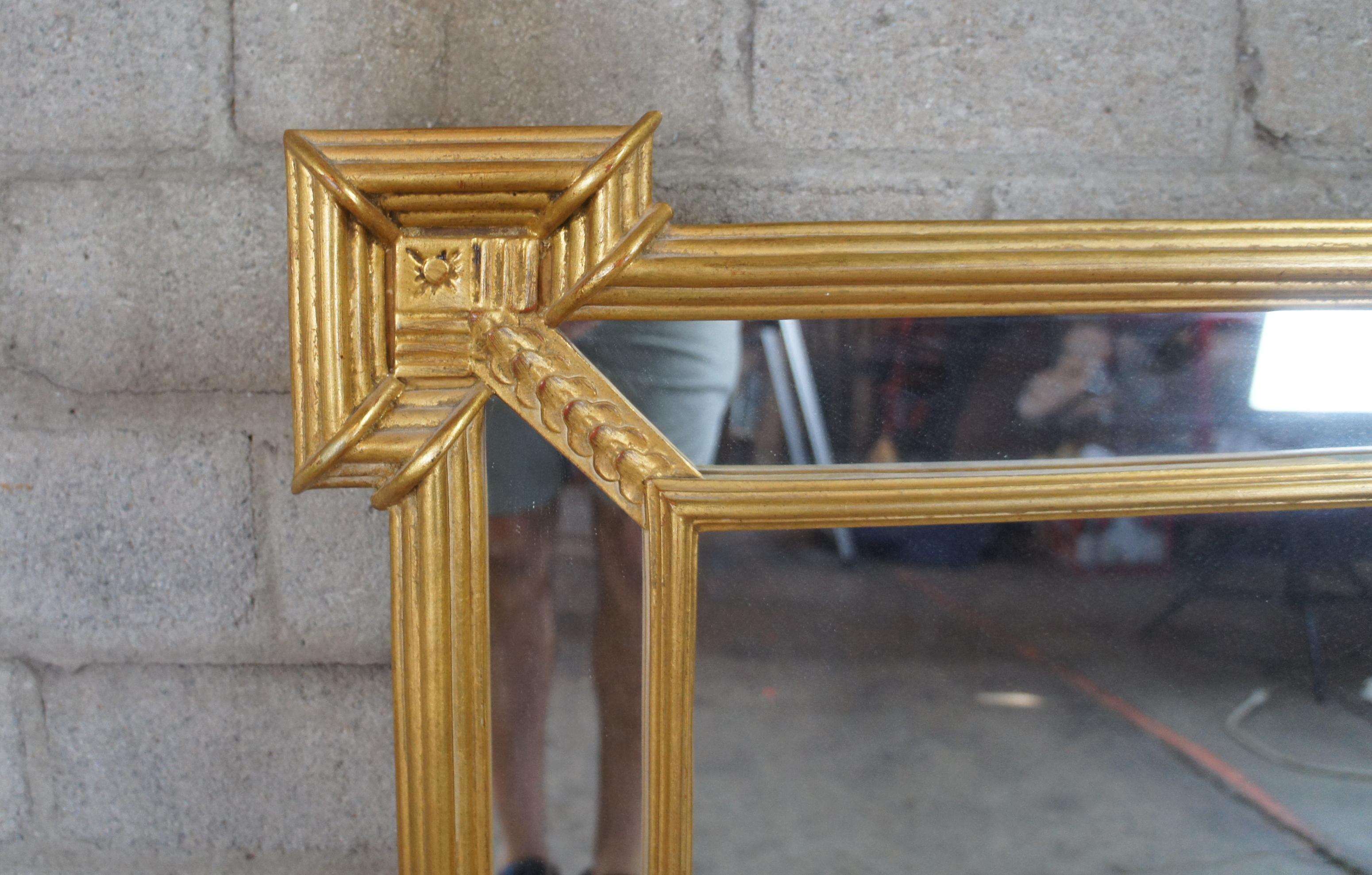 Vintage Carvers Guild Quatrain Regency Neoclassical Gold Leaf Trumeau Mirror In Good Condition In Dayton, OH