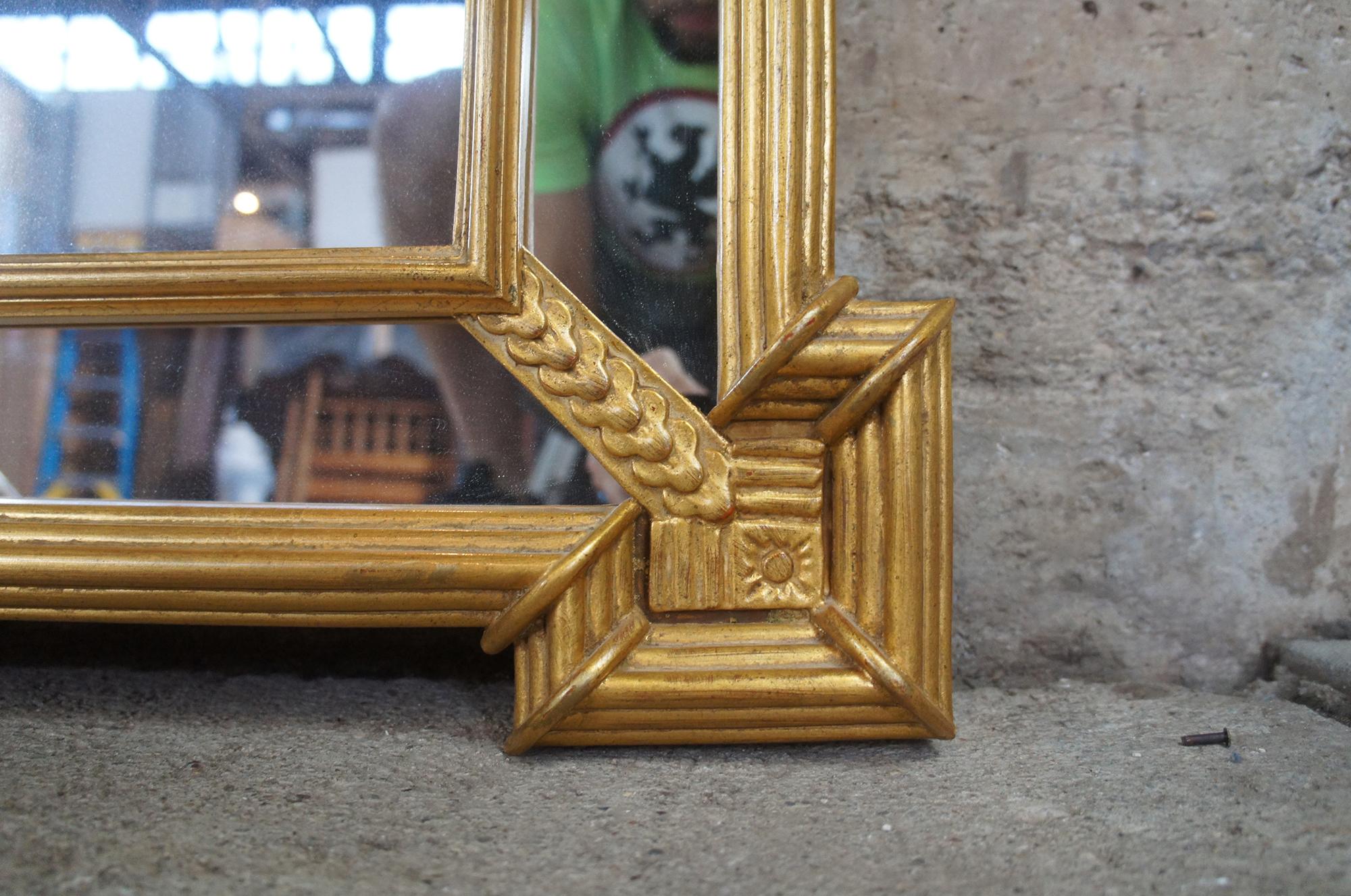 Vintage Carvers Guild Quatrain Regency Neoclassical Gold Leaf Trumeau Mirror 3