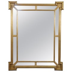 Retro Carvers Guild Quatrain Regency Neoclassical Gold Leaf Trumeau Mirror