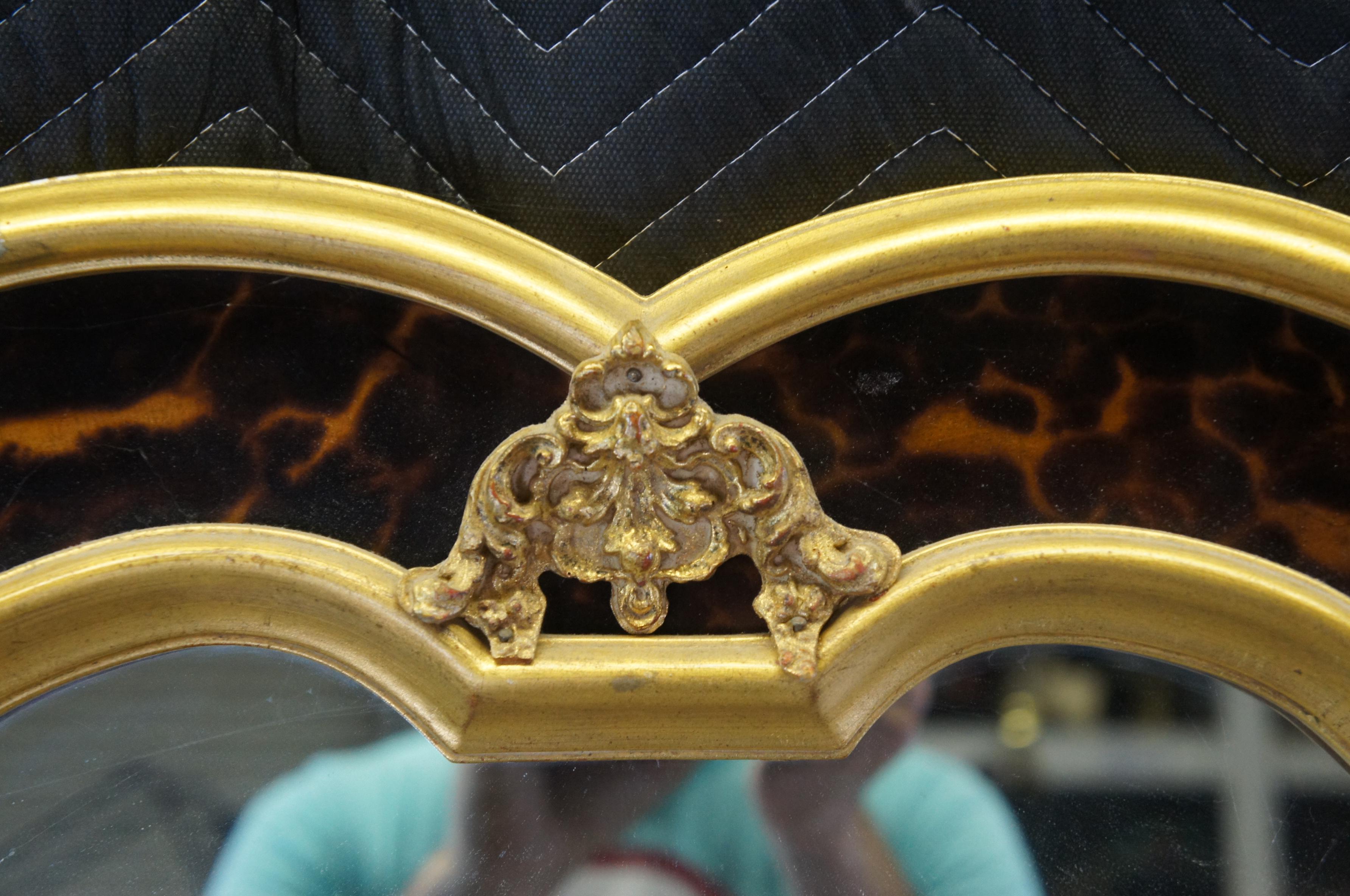 Late 20th Century Vintage Carvers Guild Queen Anne Style Mirror Gilded W/ Faux Tortoise Shell 64