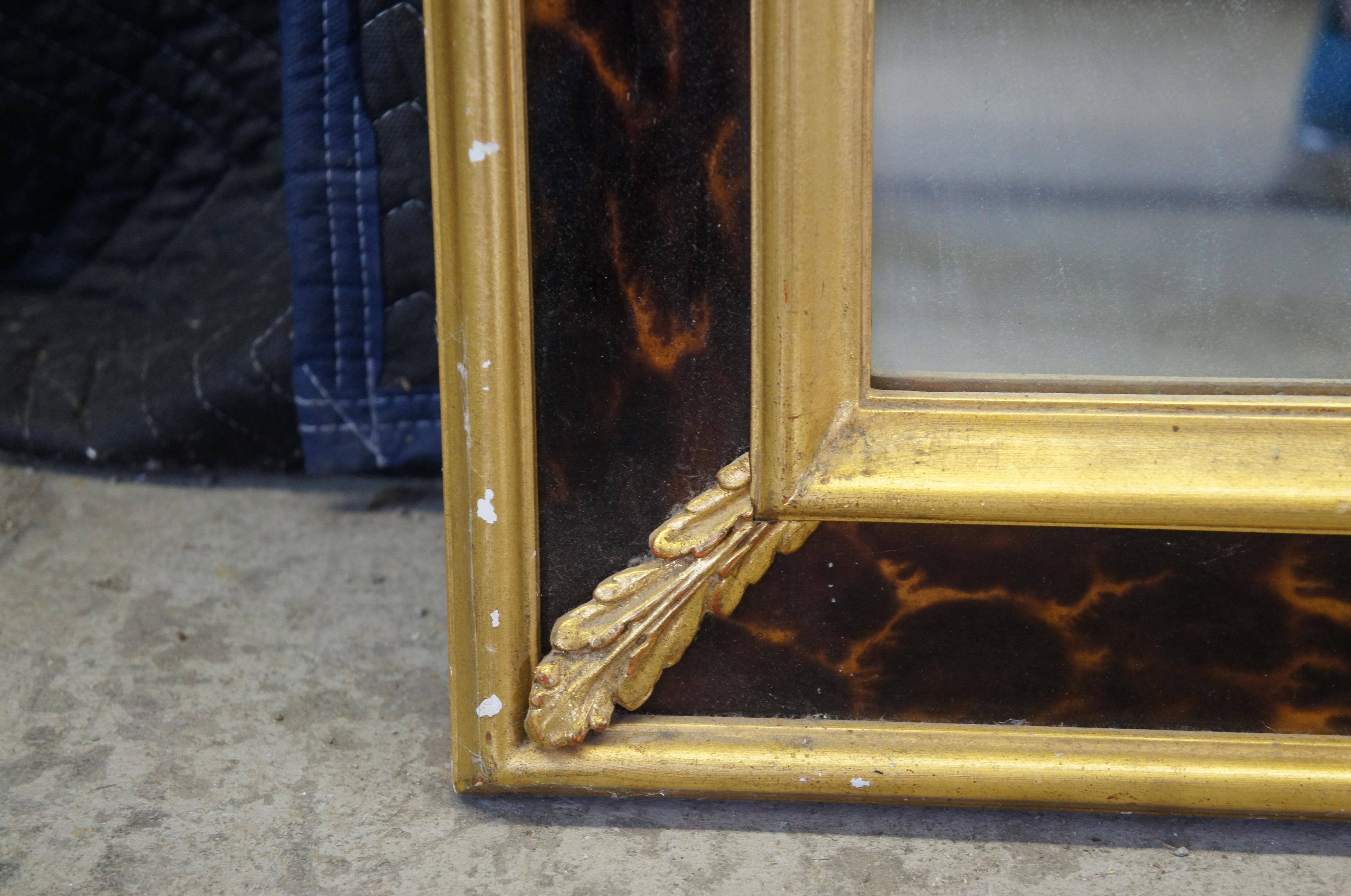 Vintage Carvers Guild Queen Anne Style Mirror Gilded W/ Faux Tortoise Shell 64