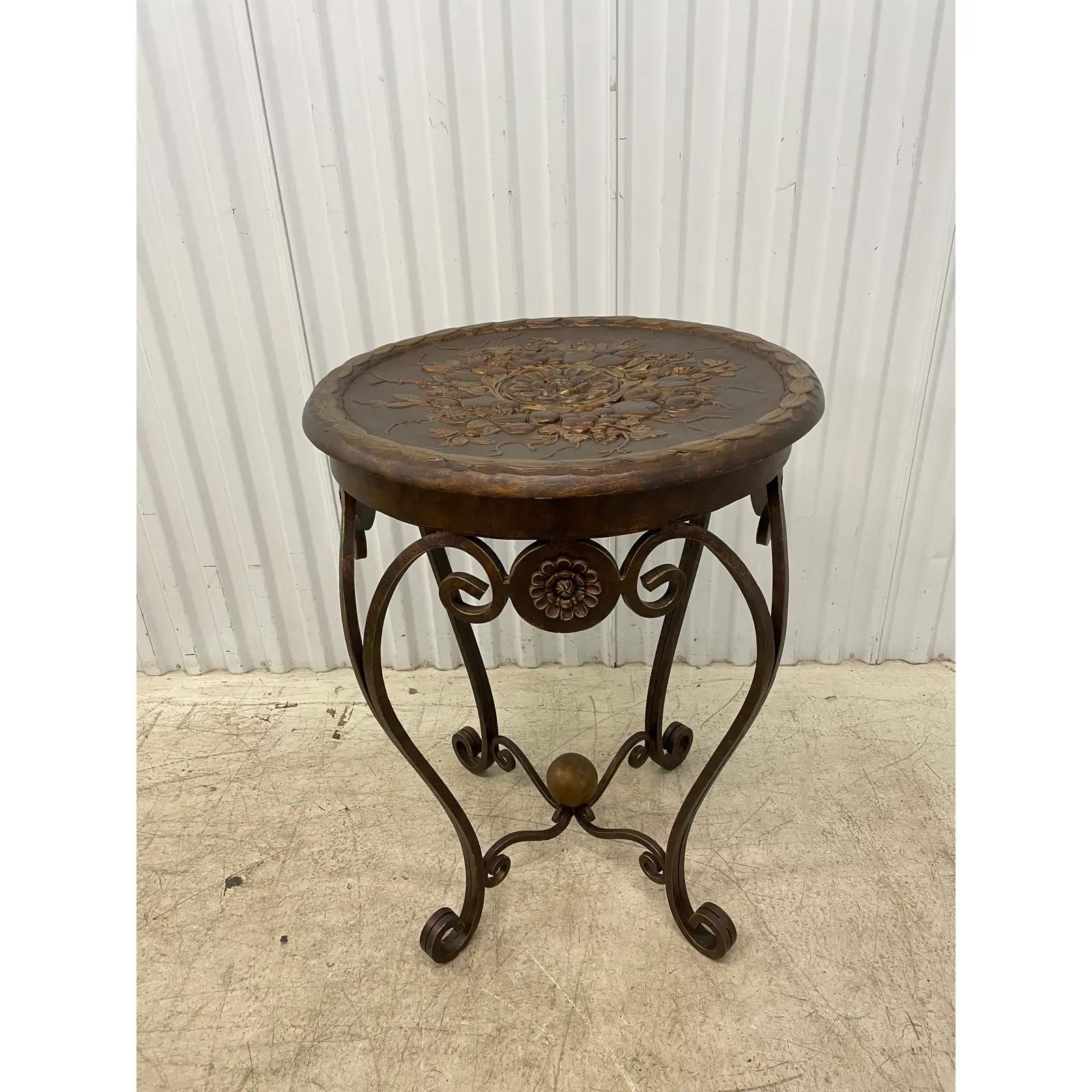Wonderful dining table base only. Casa Bique. Scrolled Iron with plaster bouquet base. Nicely detailed. Strong and sturdy. Supported a large 1/2