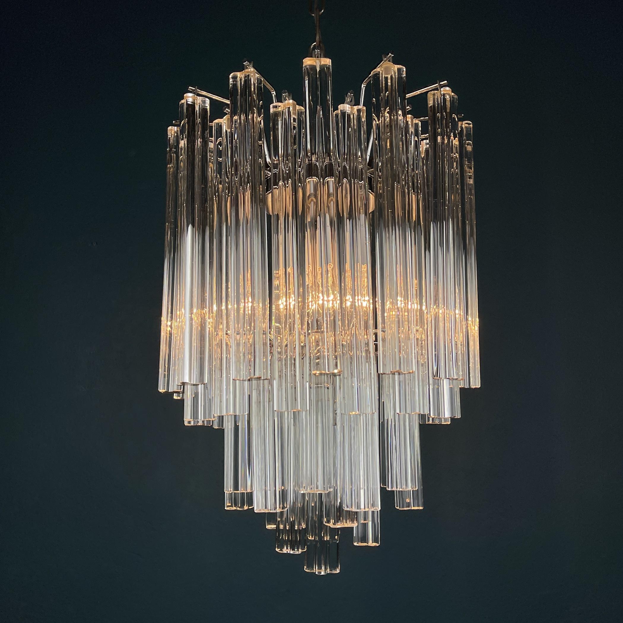 Vintage Cascade Murano Glass Crystal Prism Chandelier from Venini, Italy 1970s 4
