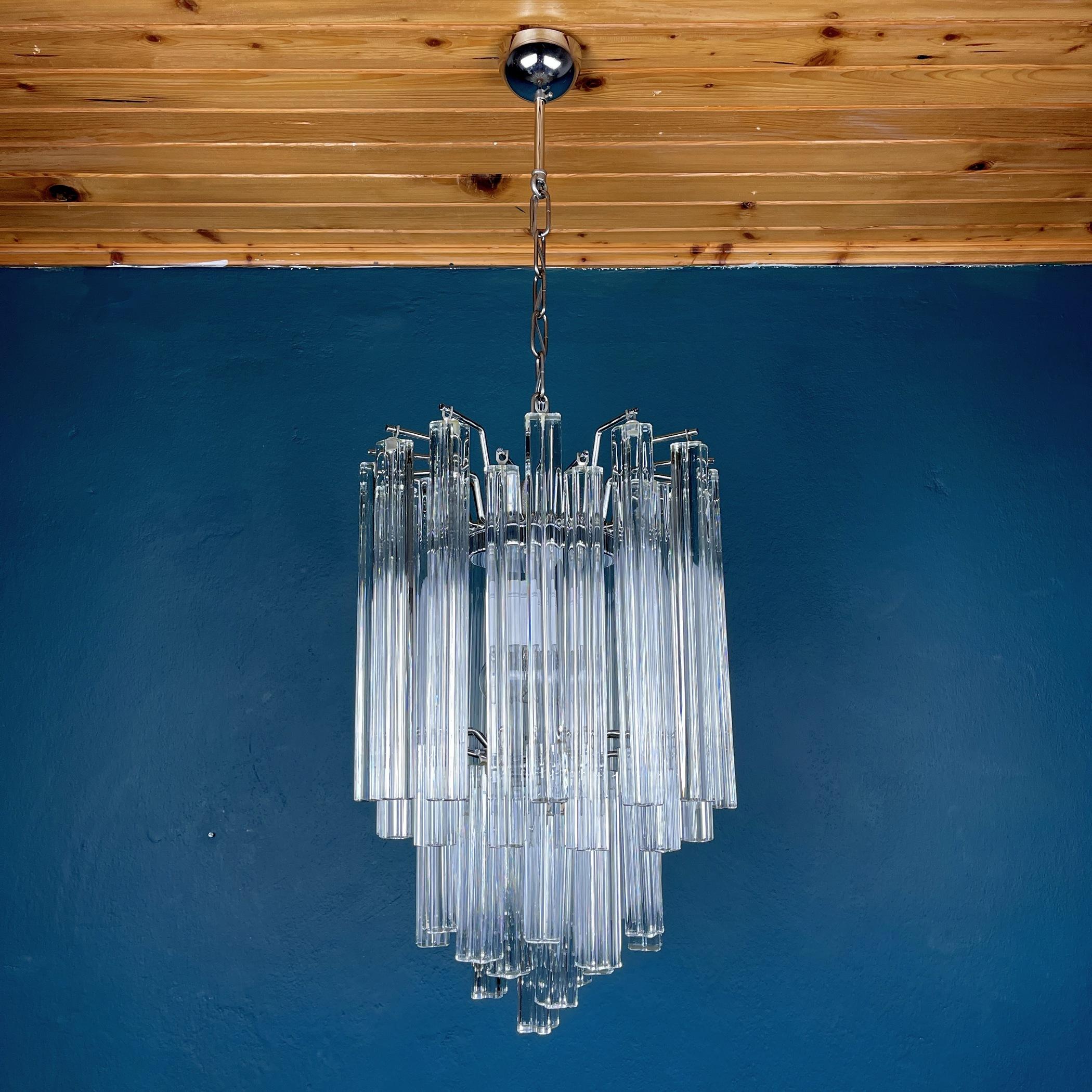 Vintage Cascade Murano Glass Crystal Prism Chandelier from Venini, Italy 1970s 5