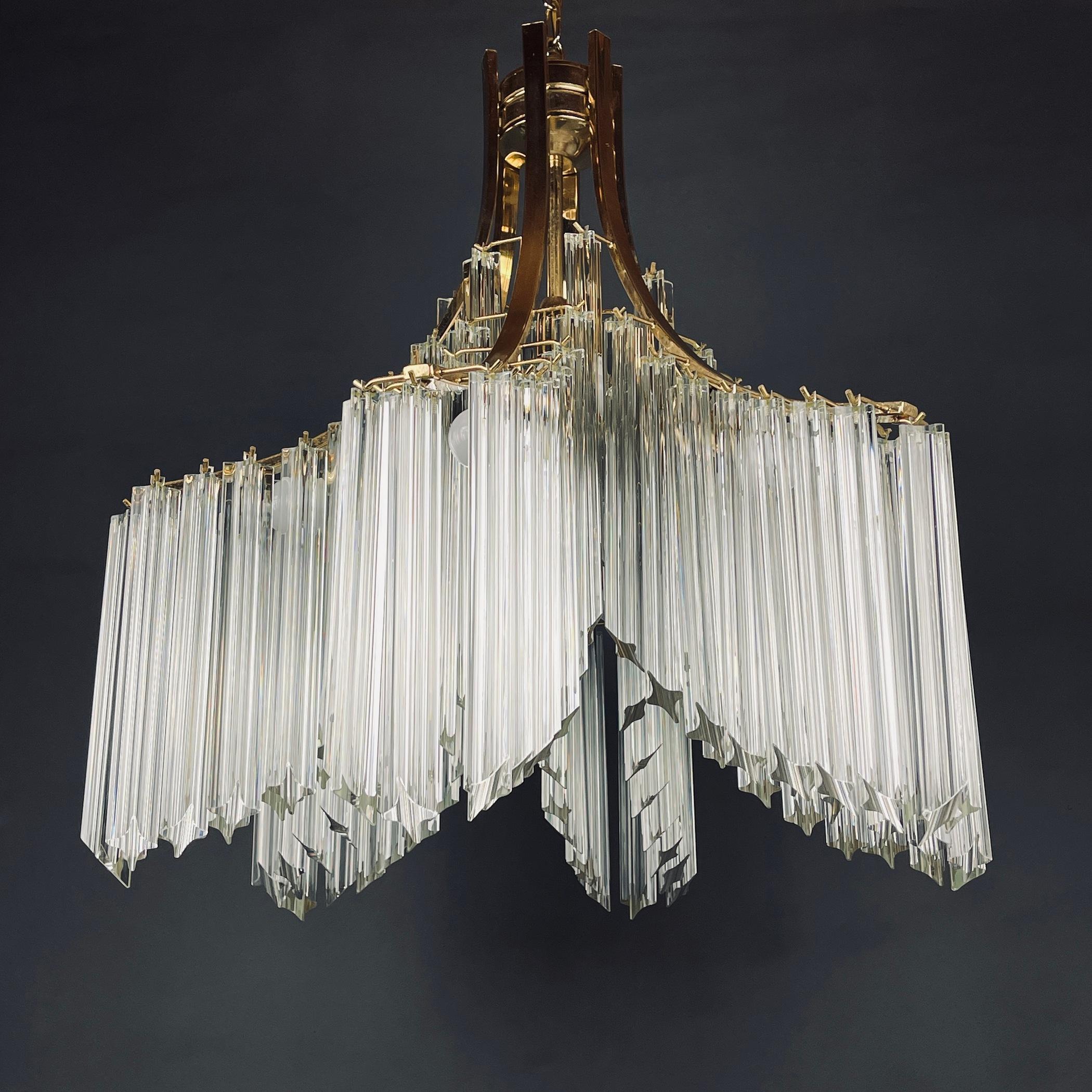 Vintage Cascade Murano Glass Crystal Prism Chandelier from Venini, Italy, 1970s  5