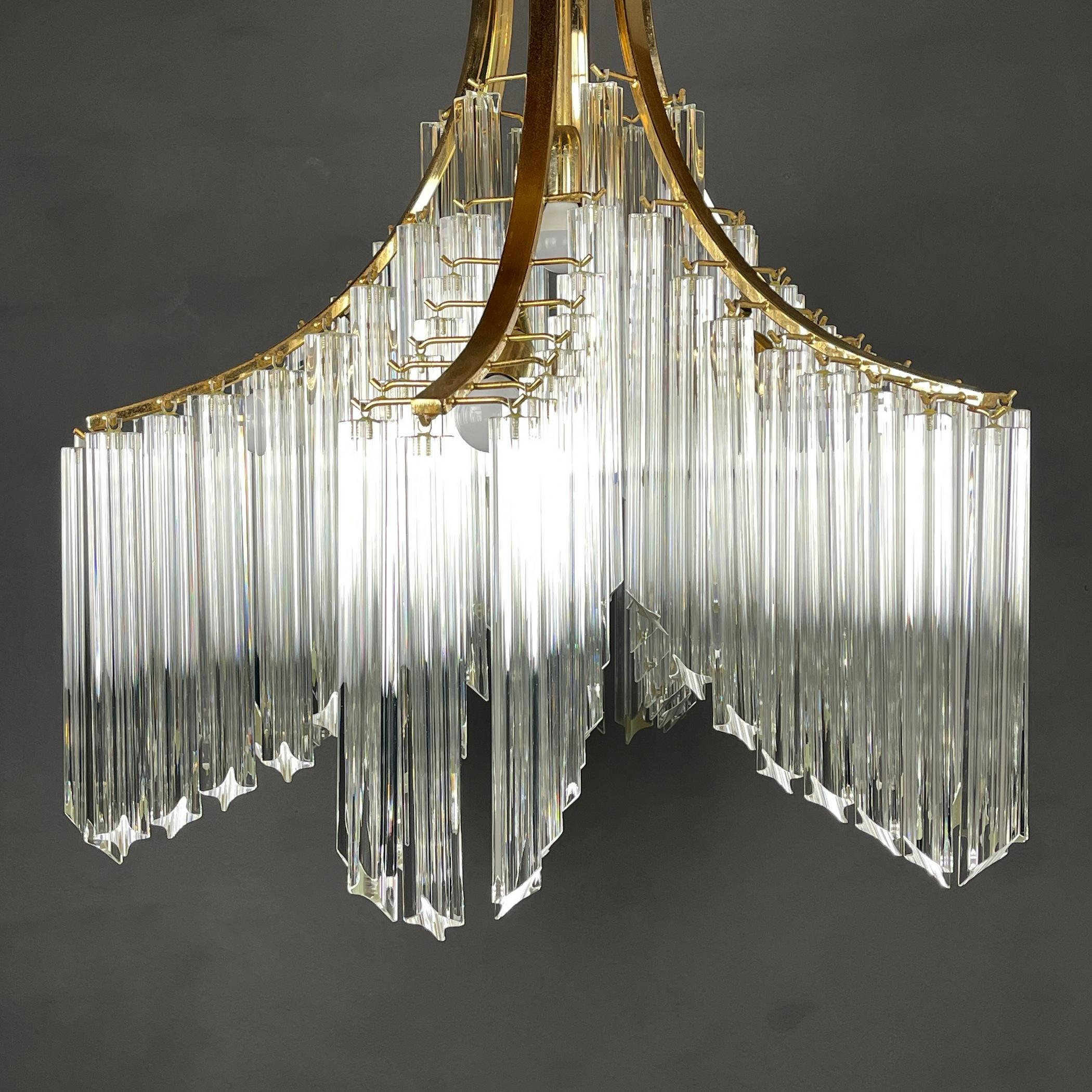 Vintage Cascade Murano Glass Crystal Prism Chandelier from Venini, Italy, 1970s  7