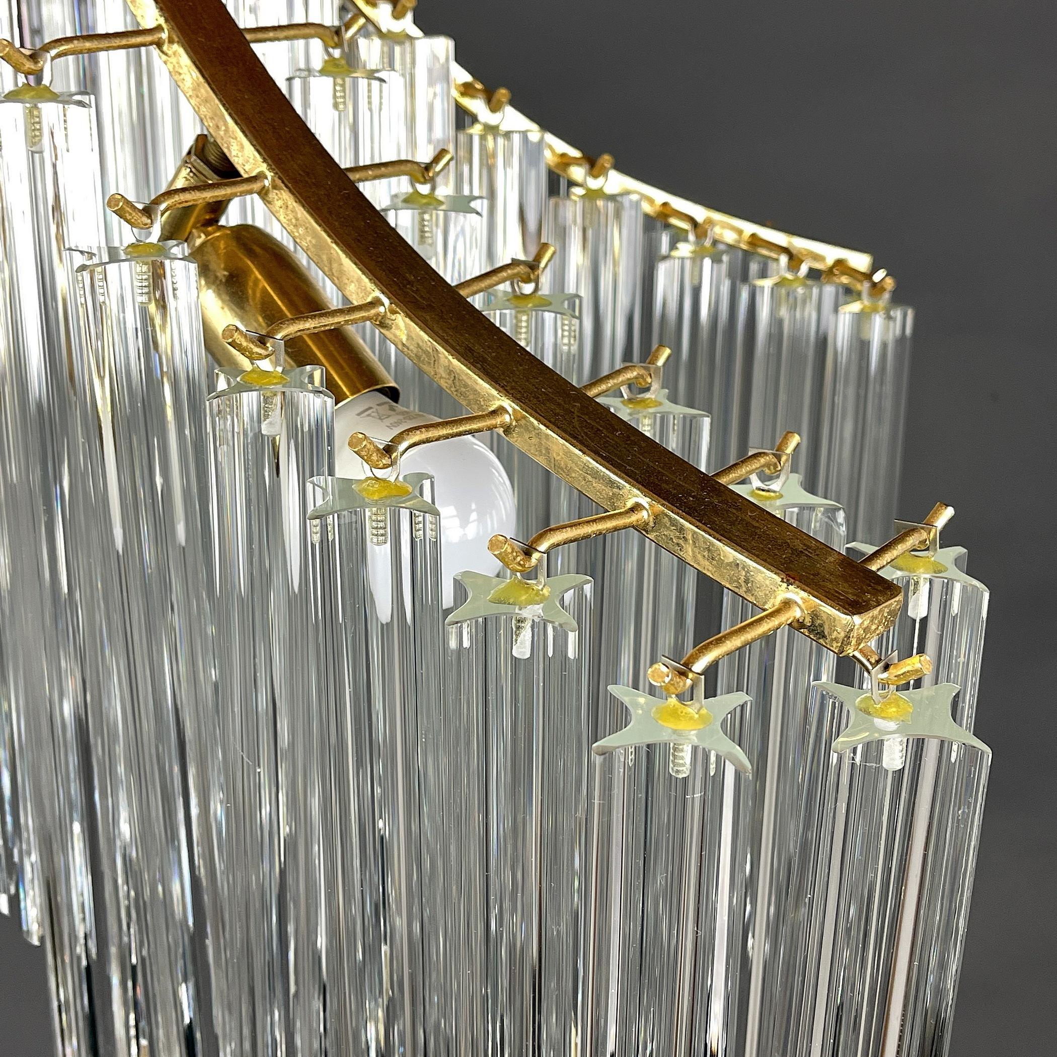 Mid-Century Modern Vintage Cascade Murano Glass Crystal Prism Chandelier from Venini, Italy, 1970s 