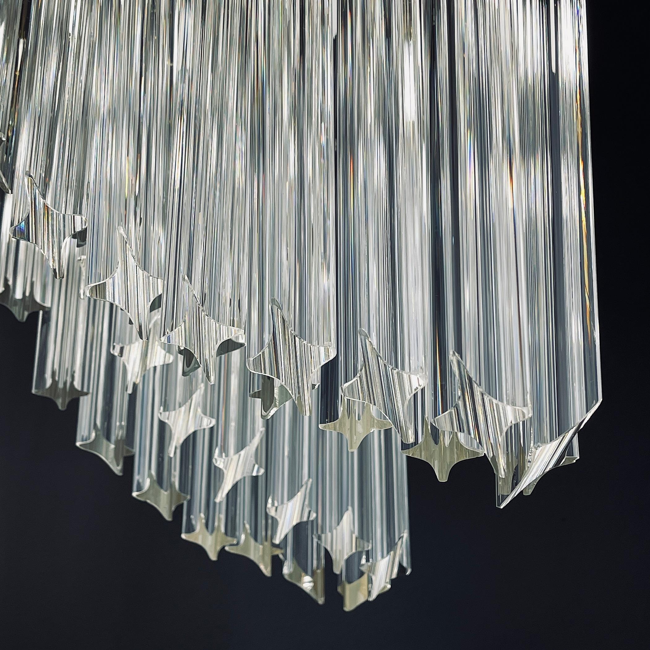 Italian Vintage Cascade Murano Glass Crystal Prism Chandelier from Venini, Italy, 1970s 