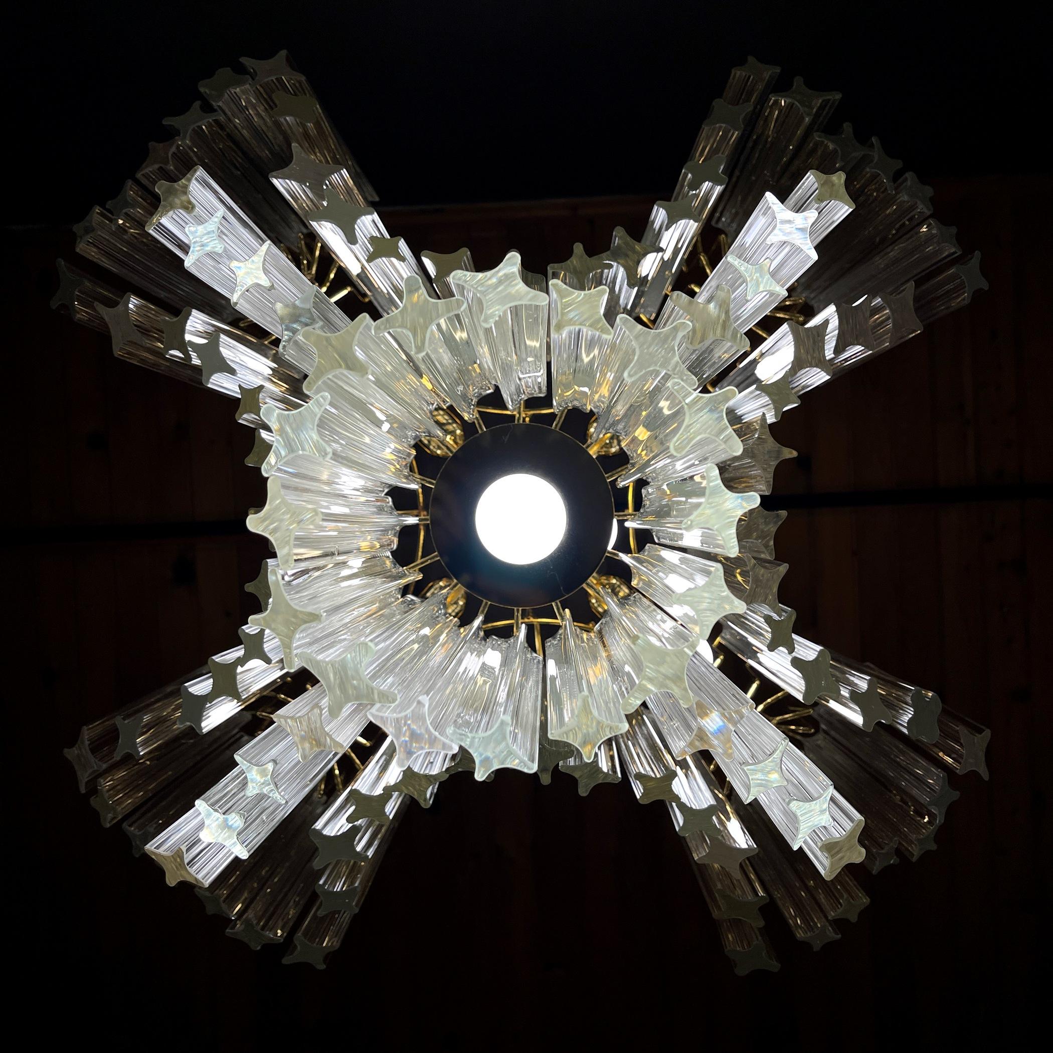 20th Century Vintage cascade Murano glass Crystal Prism Chandelier from Venini Italy 1970s 
