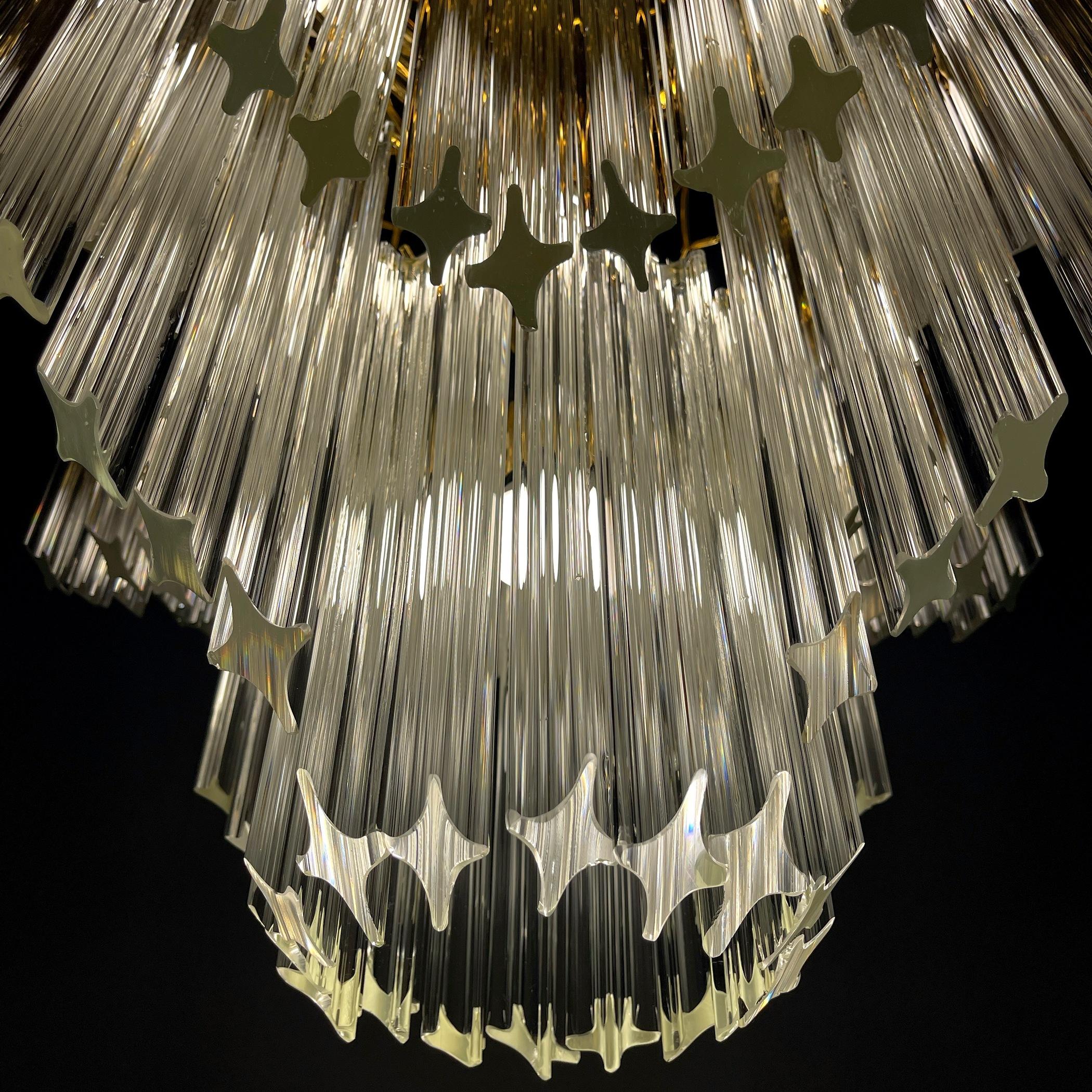 Murano Glass Vintage cascade Murano glass Crystal Prism Chandelier from Venini Italy 1970s 