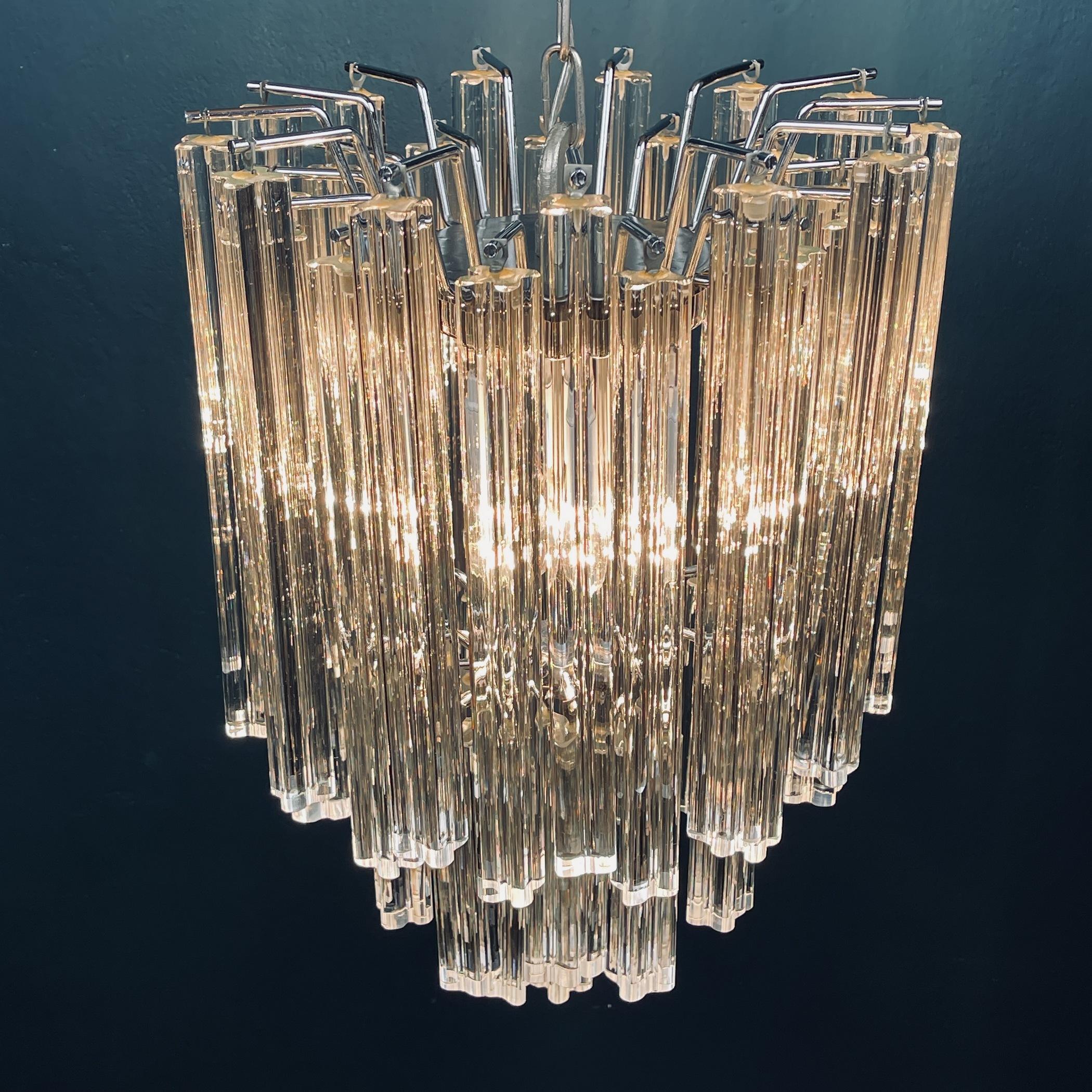Vintage Cascade Murano Glass Crystal Prism Chandelier from Venini, Italy 1970s 2