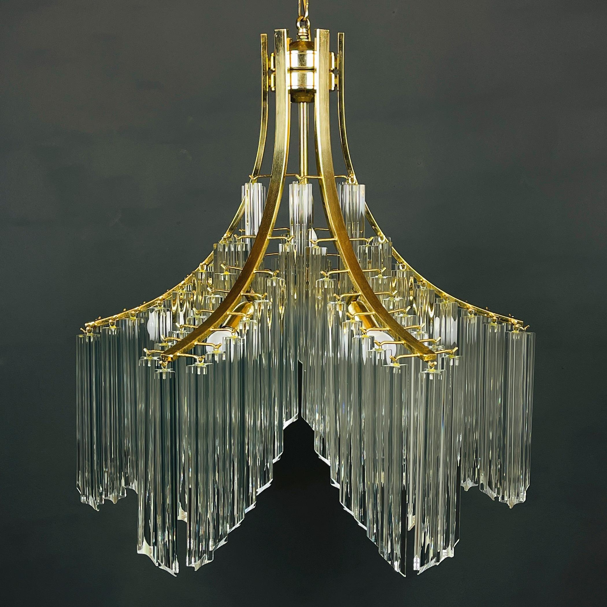 Vintage Cascade Murano Glass Crystal Prism Chandelier from Venini, Italy, 1970s  2
