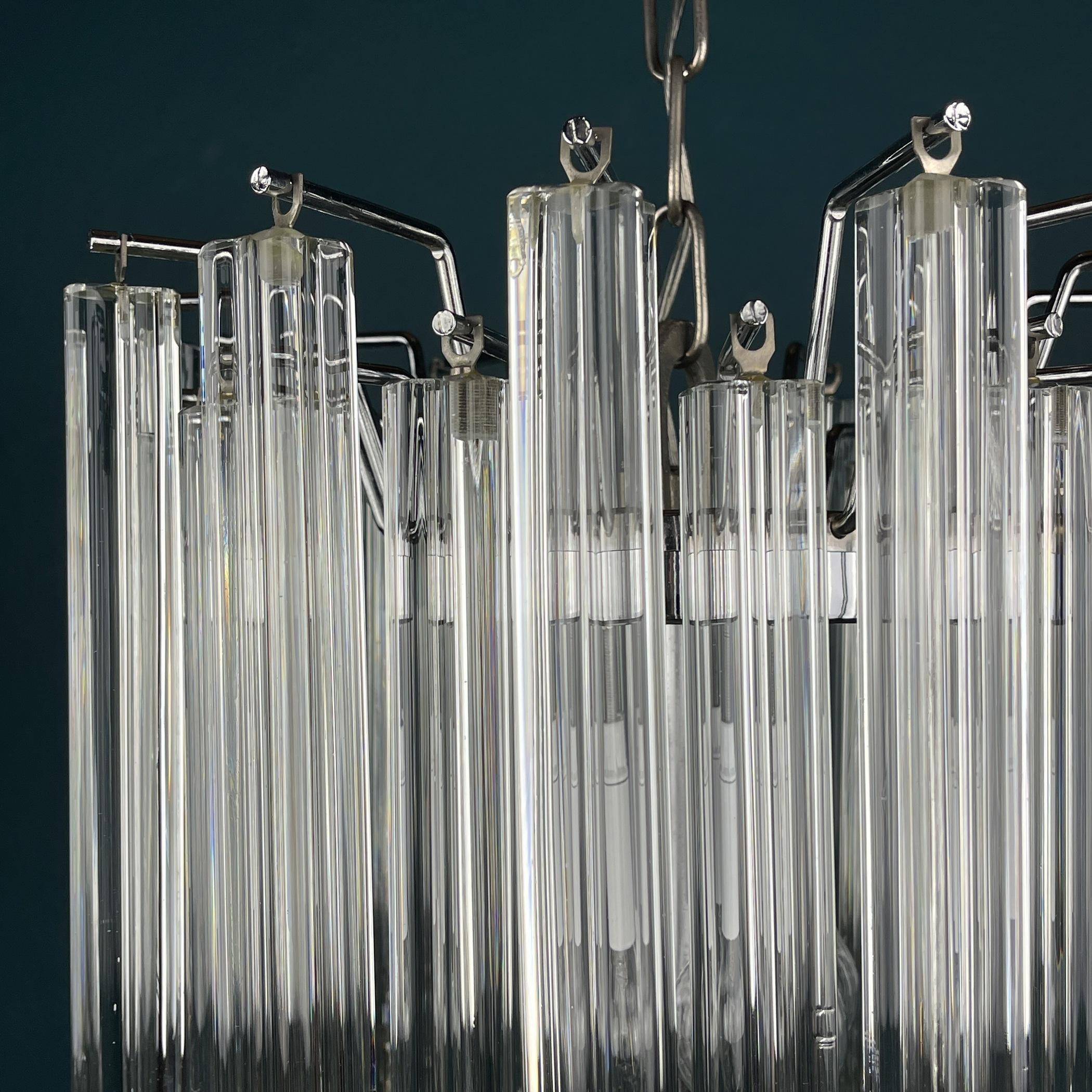 Vintage Cascade Murano Glass Crystal Prism Chandelier from Venini, Italy 1970s 3