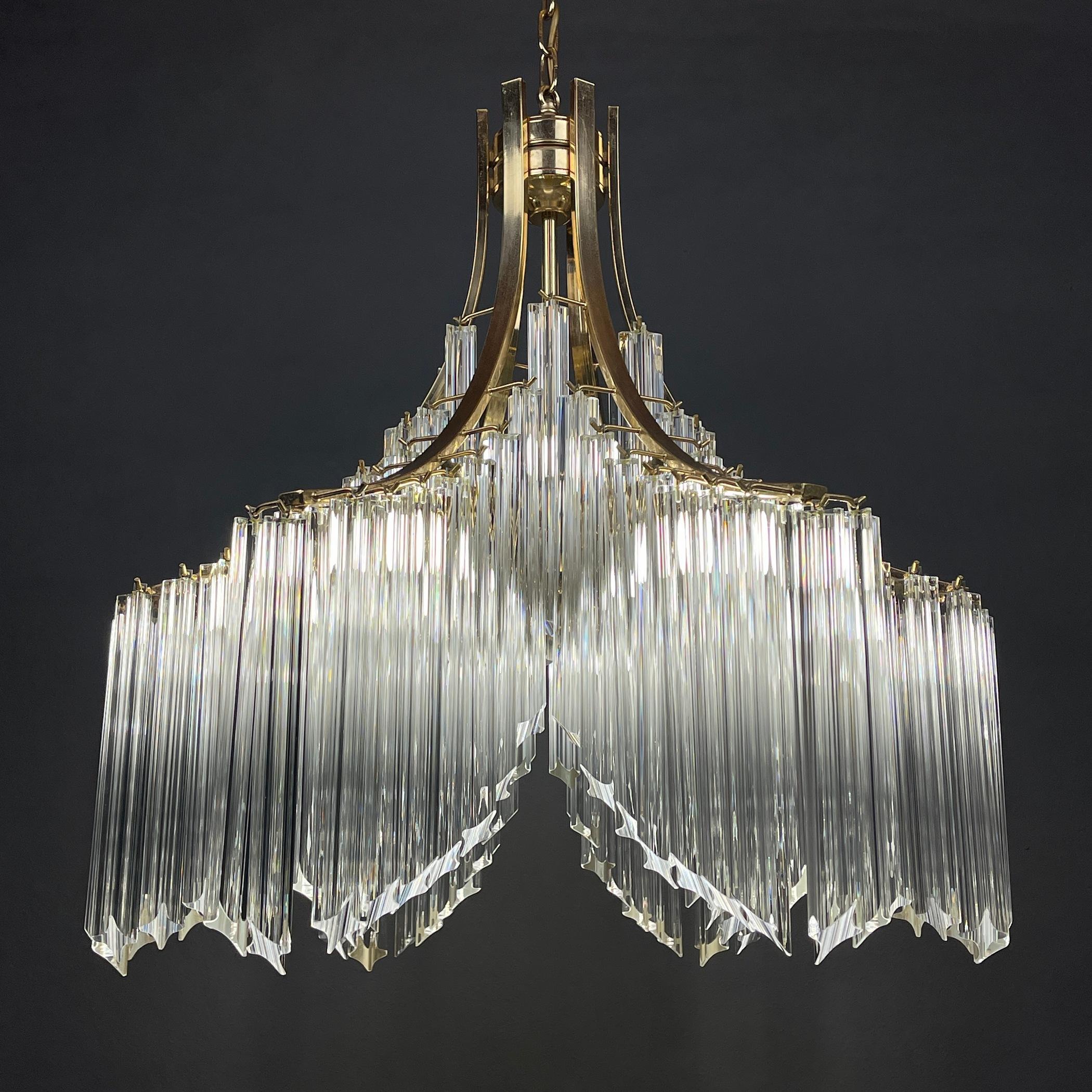 Vintage Cascade Murano Glass Crystal Prism Chandelier from Venini, Italy, 1970s  3