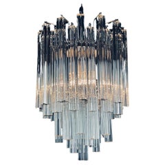 Vintage Cascade Murano Glass Crystal Prism Chandelier from Venini, Italy 1970s