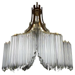 Vintage Cascade Murano Glass Crystal Prism Chandelier from Venini, Italy, 1970s 