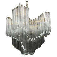 Vintage cascade Murano glass Crystal Prism Chandelier from Venini Italy 1970s 