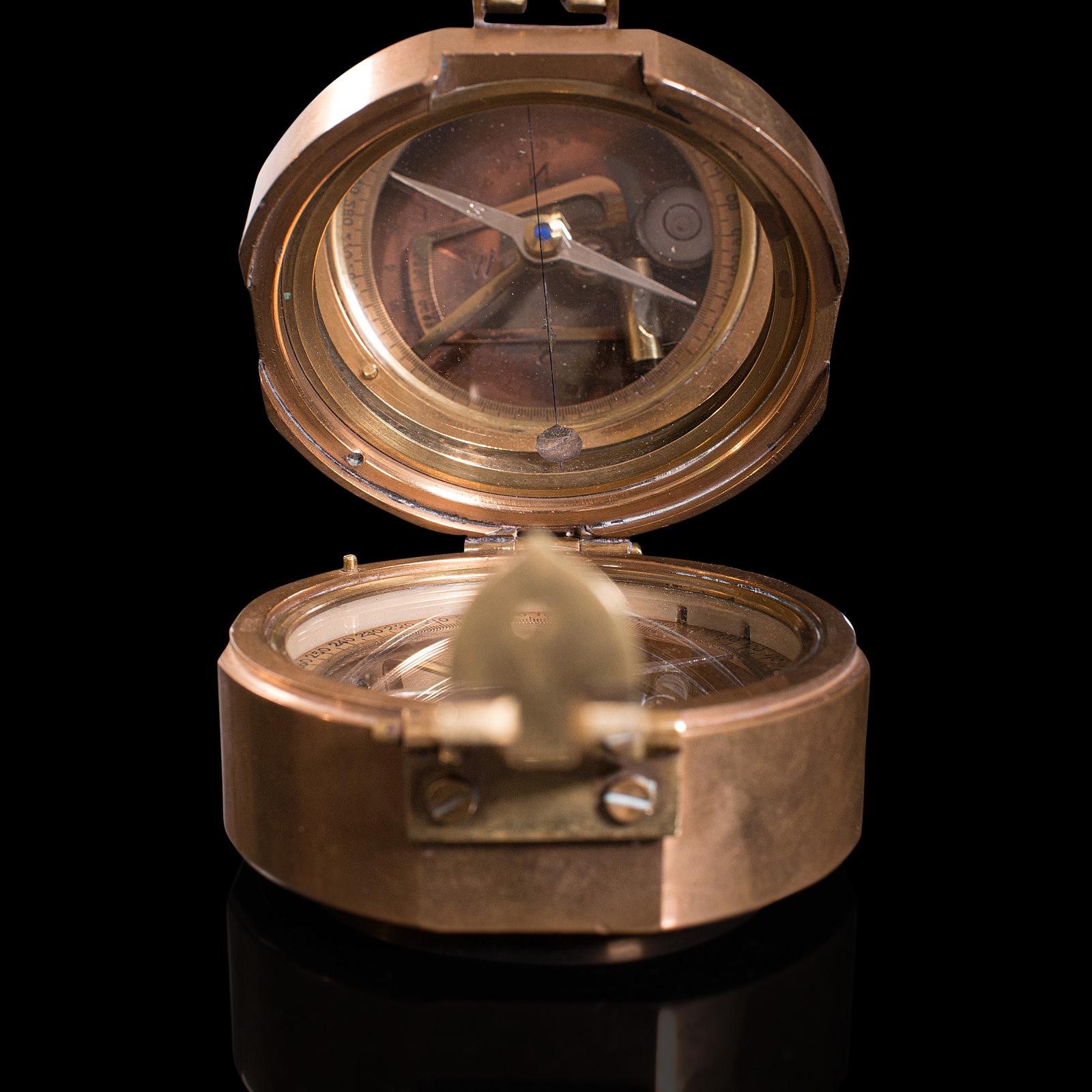 Vintage Cased Compass, English, Copper, Bronze, Maritime, Navigation Instrument 5