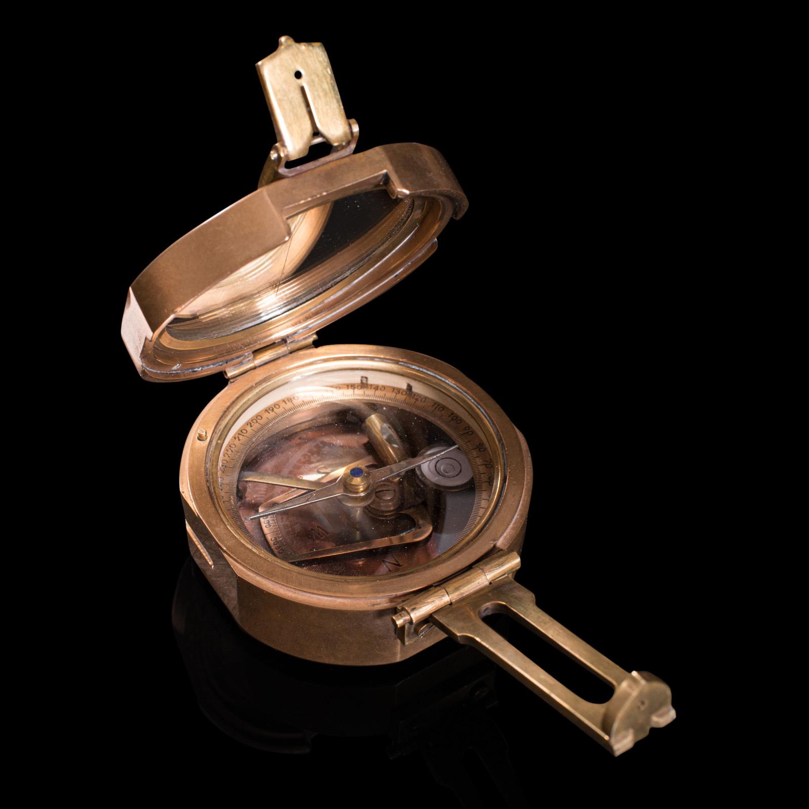 Vintage Cased Compass, English, Copper, Bronze, Maritime, Navigation Instrument 2