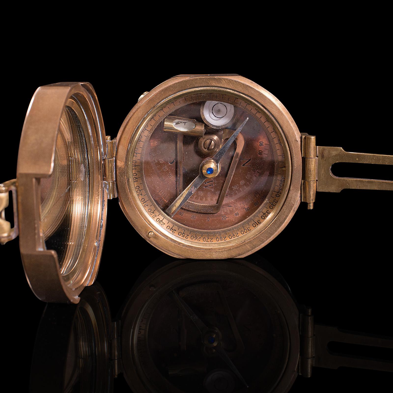 Vintage Cased Compass, English, Copper, Bronze, Maritime, Navigation Instrument 3