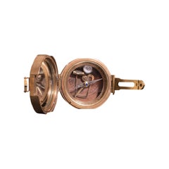 Used Cased Compass, English, Copper, Bronze, Maritime, Navigation Instrument