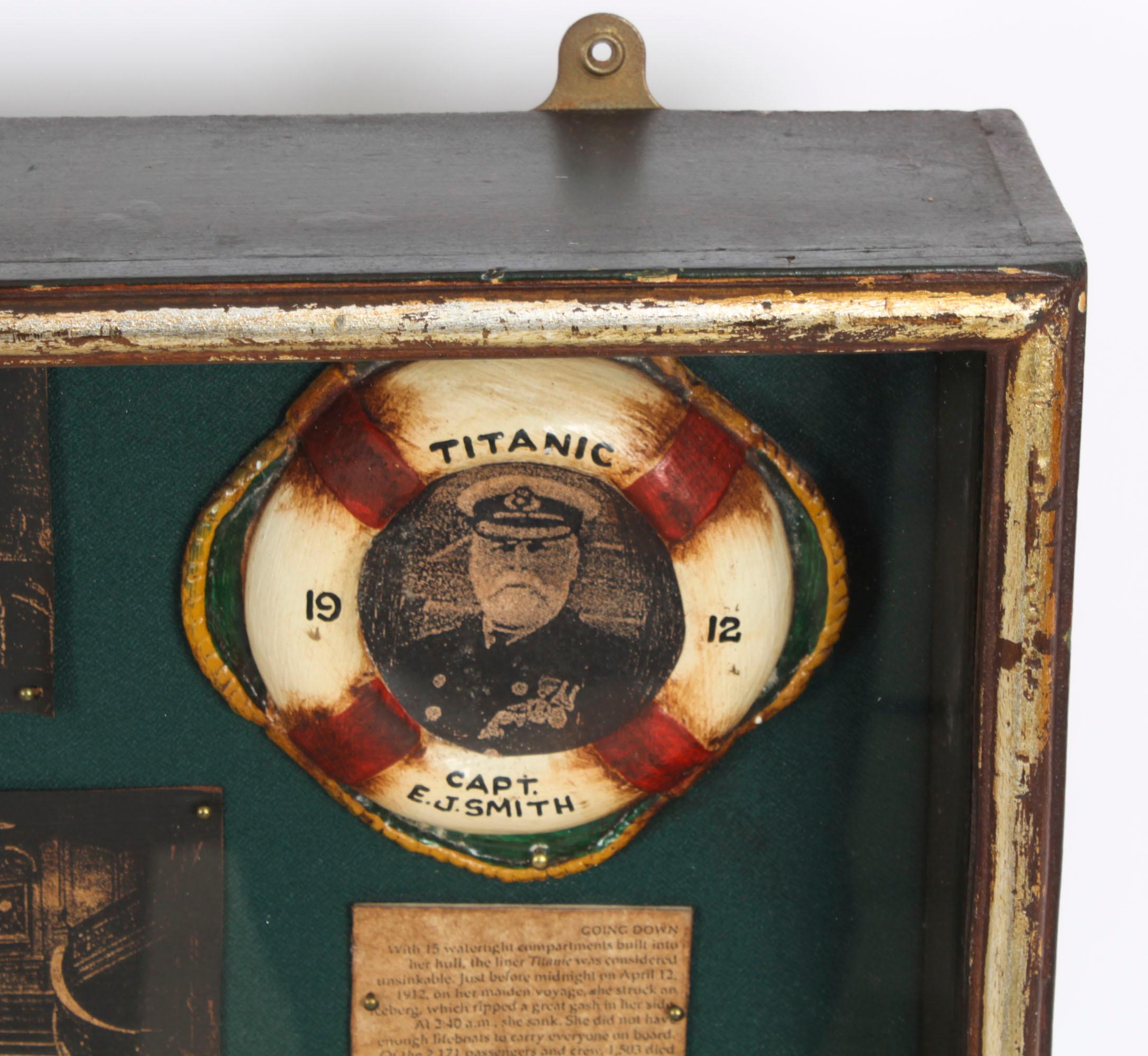 Vintage Cased Diorama of the Titanic with photos & Cuttings 20th Century 11