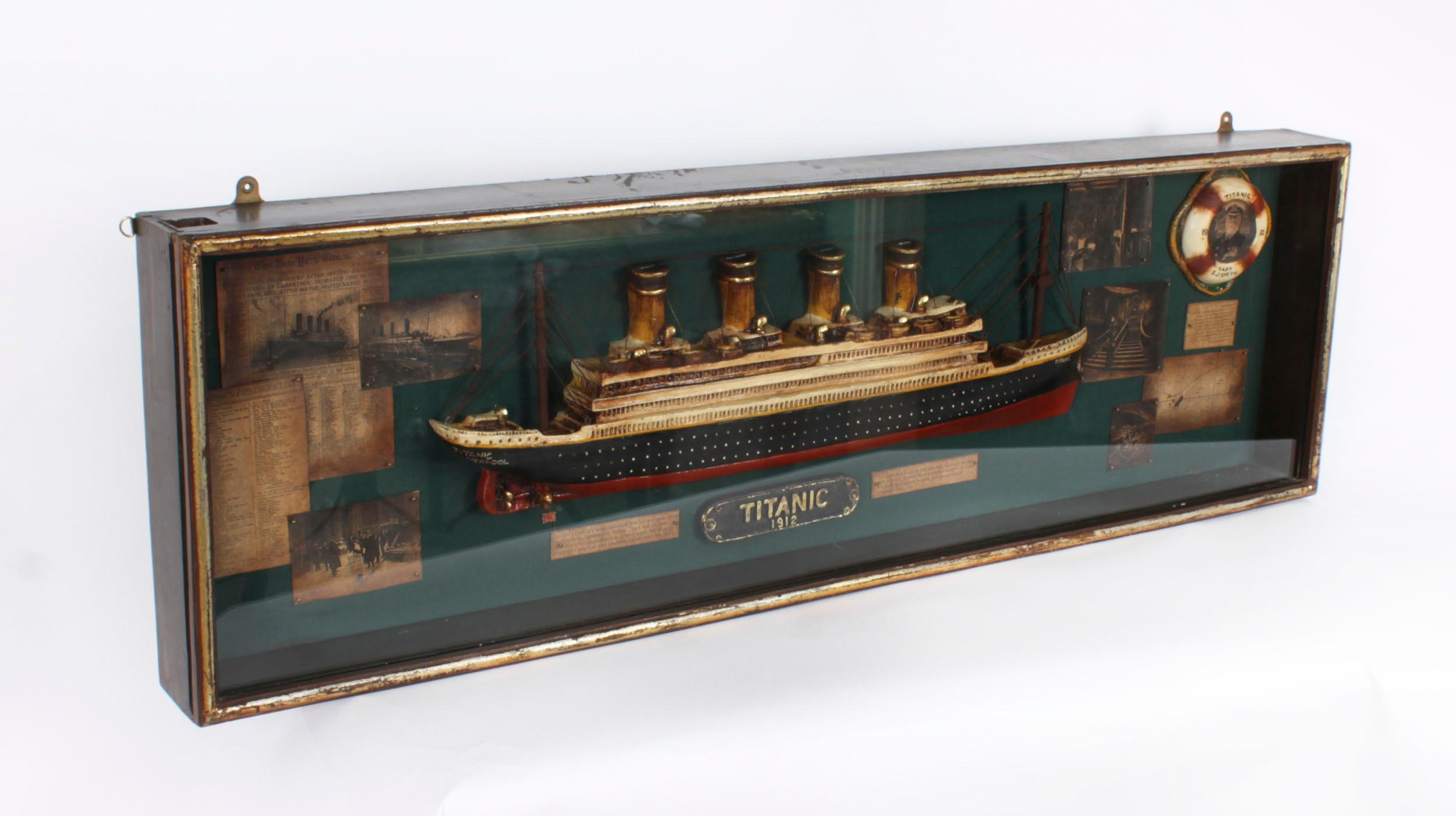 Vintage Cased Diorama of the Titanic with photos & Cuttings 20th Century 14