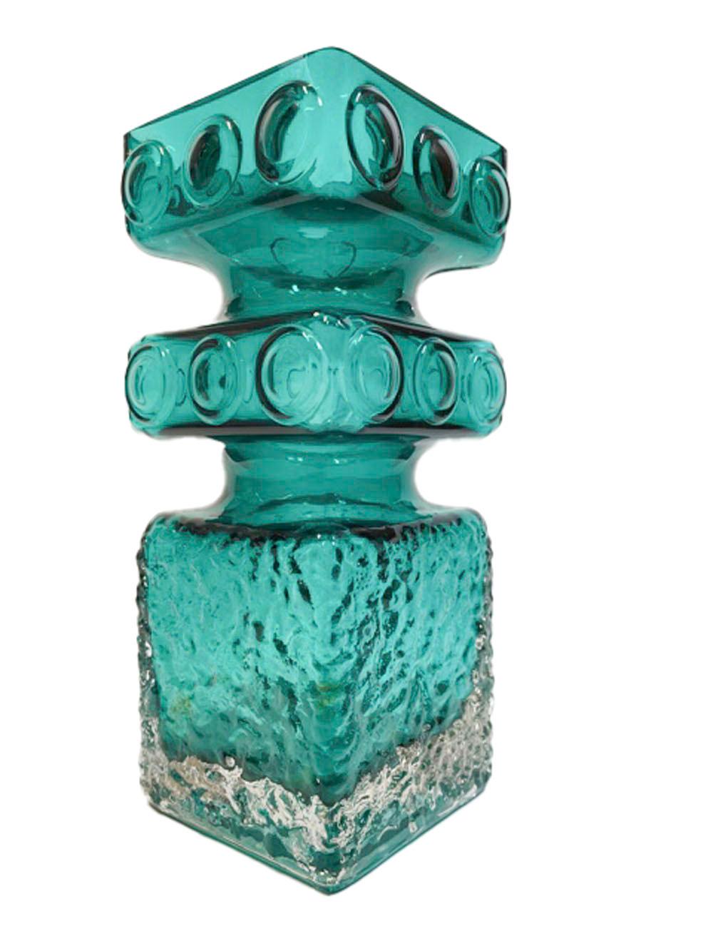 Scandinavian Modern Vintage Cased Green and Clear Riimihaki Vase, Tamara Aladin