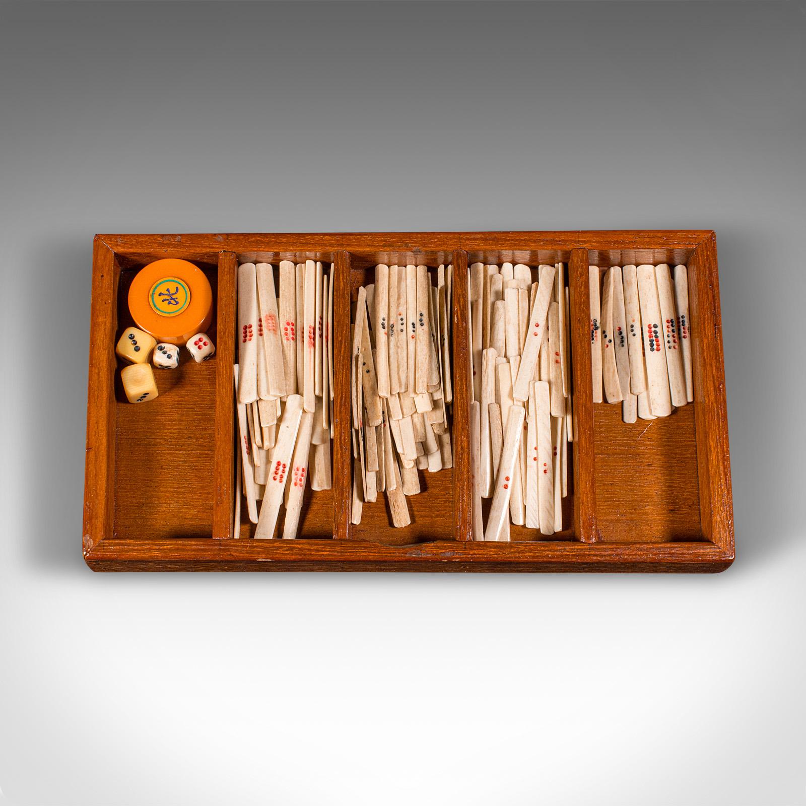 Vintage Cased Mahjong, Chinese, Gaming Counters, Antique Box, Art Deco, C.1940 4