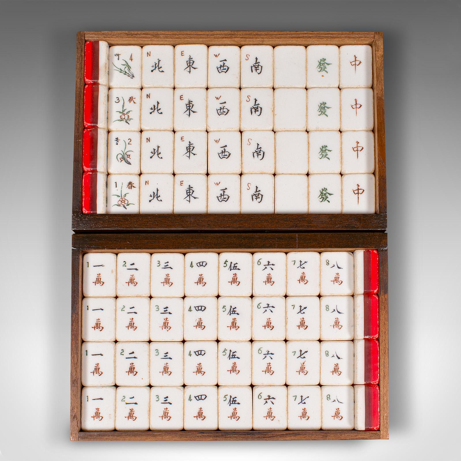 Vintage Cased Mahjong Set, Chinese, Carved Teak, Gaming Set, Mid Century, C.1950 5