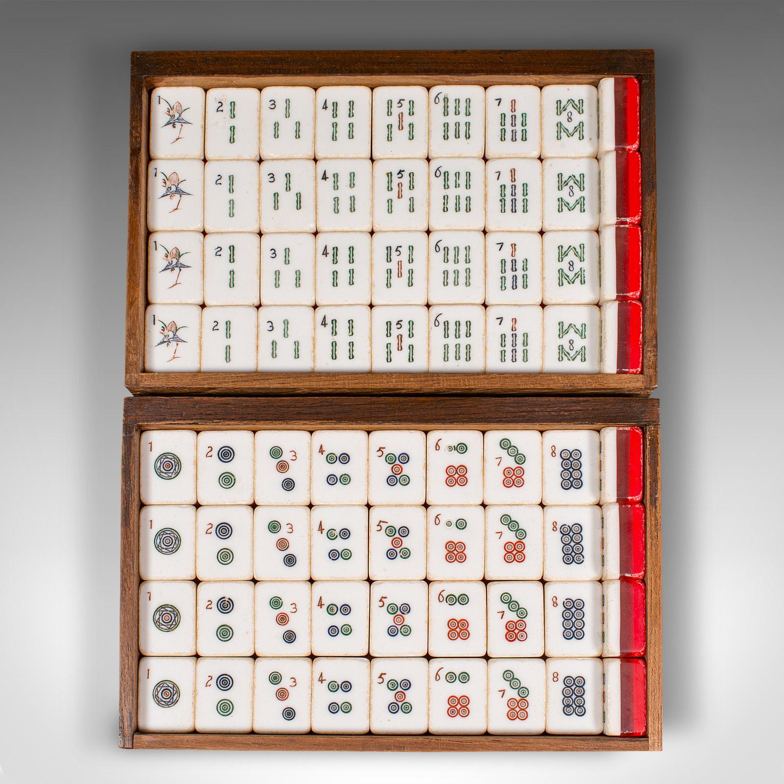 Vintage Cased Mahjong Set, Chinese, Carved Teak, Gaming Set, Mid Century, C.1950 4