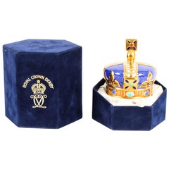 Retro Cased Royal Crown Derby Commemorative Crown Paperweight, 1990