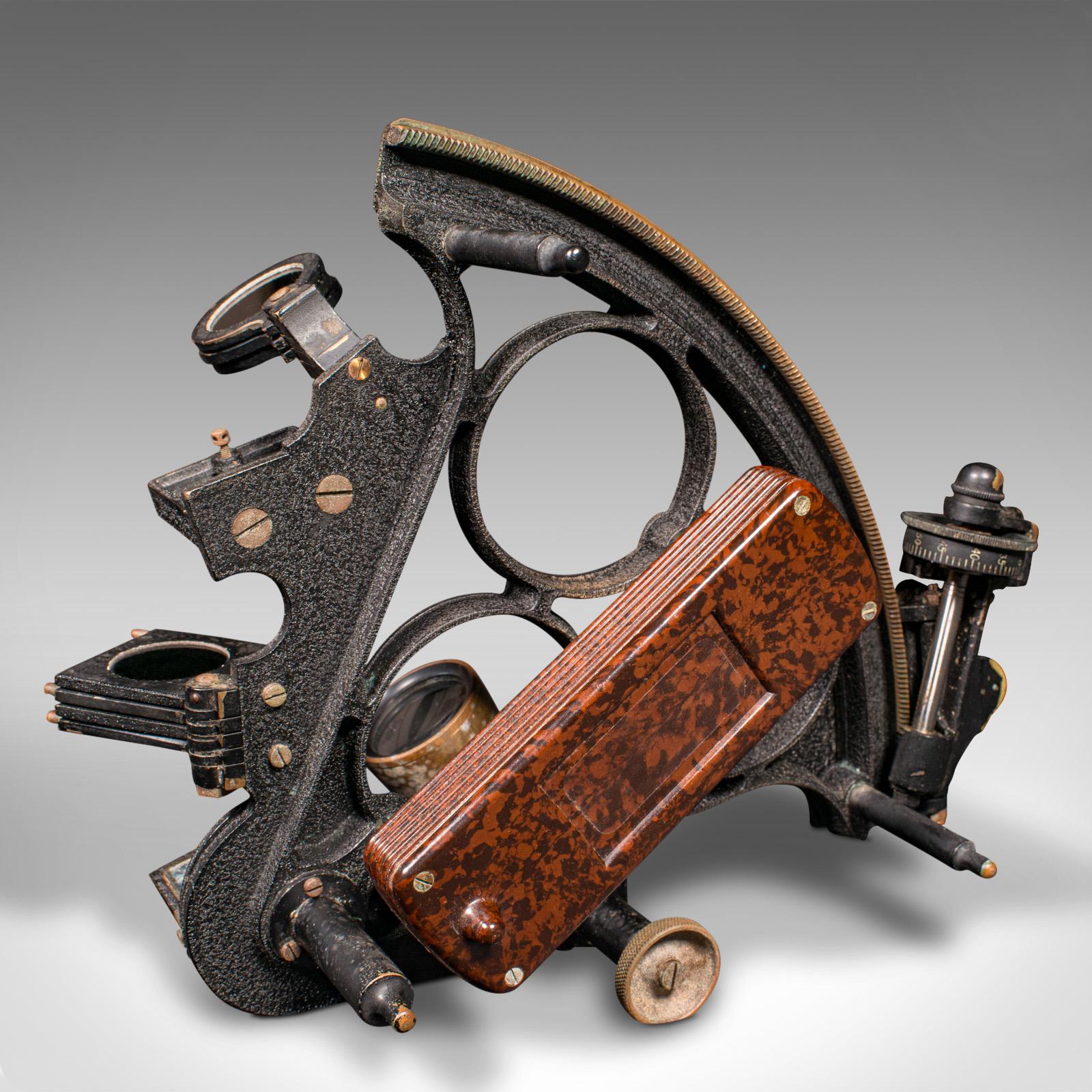 Sestante d'epoca in scatola, inglese, nautico, strumento scientifico portatile, C.C. 1960 2