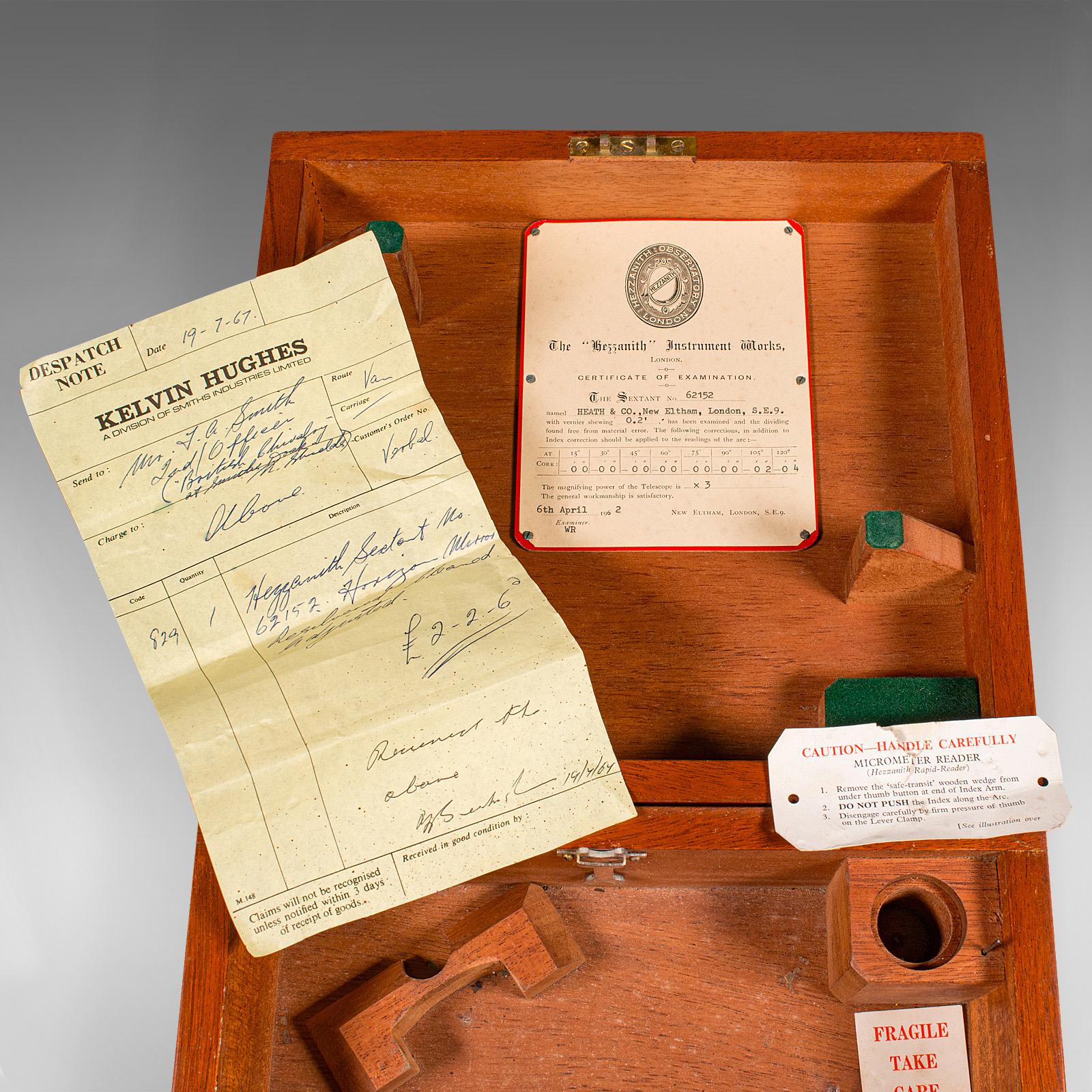 Sestante d'epoca in scatola, inglese, nautico, strumento scientifico portatile, C.C. 1960 3