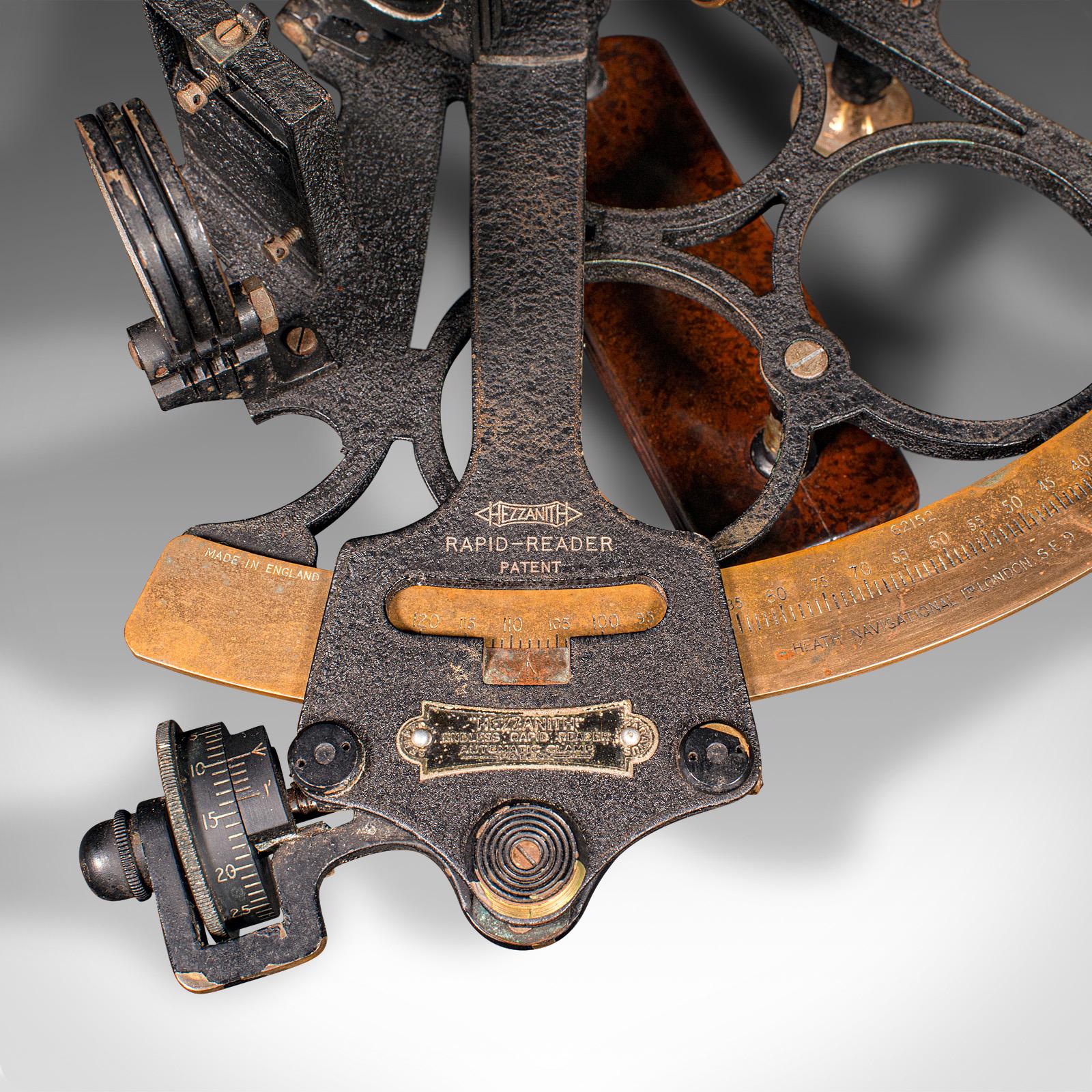Metallo Sestante d'epoca in scatola, inglese, nautico, strumento scientifico portatile, C.C. 1960