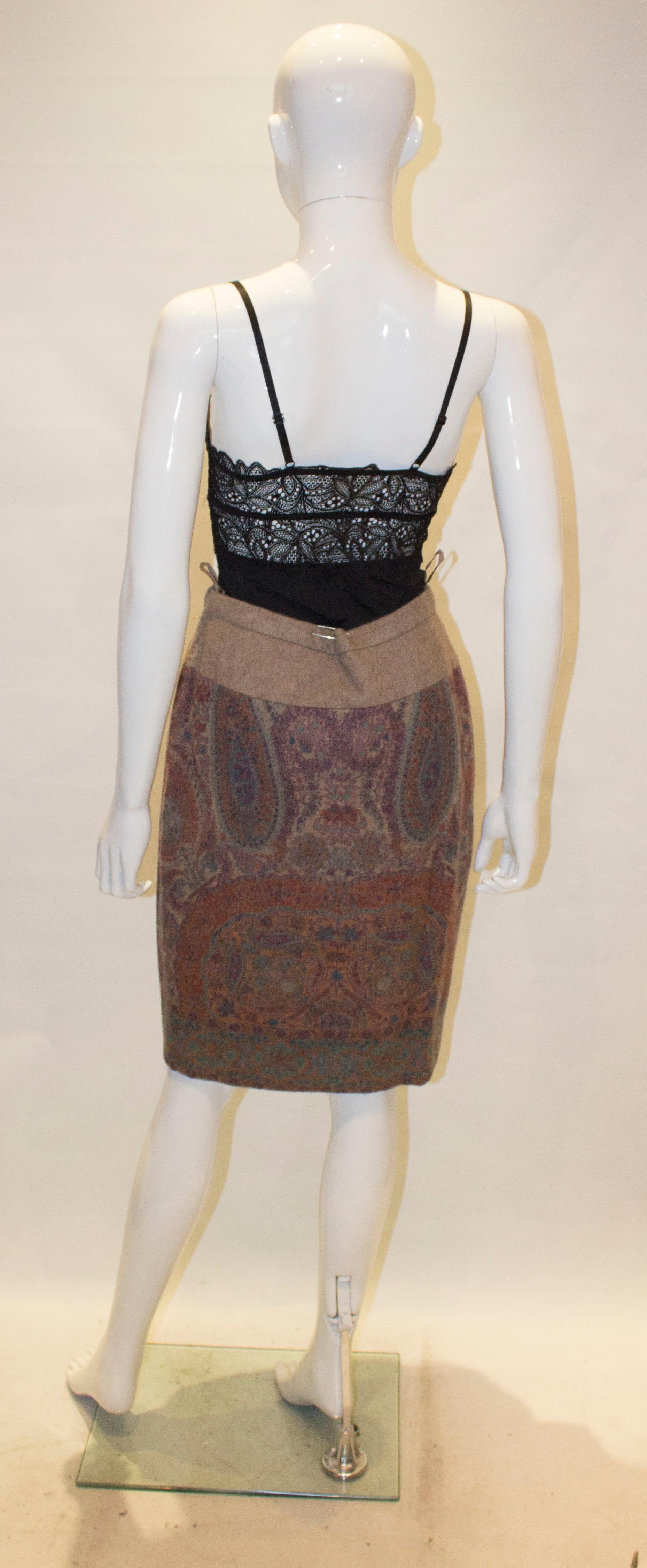Women's Vintage Cashmere Skirt with Paisley Design For Sale