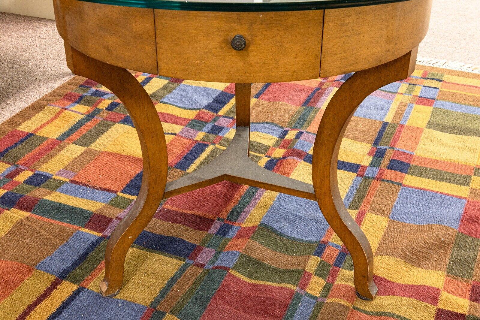 20th Century Vintage Cassard Chateau Original Wood and Glass Round Dintette Table For Sale