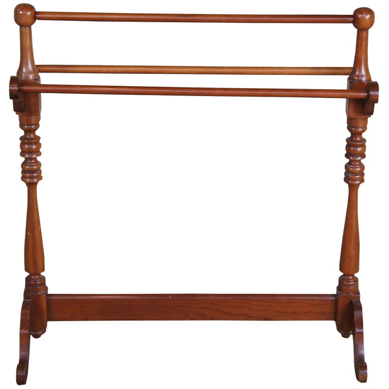 Vintage Cassidy Furniture Early American Cherry Quilt Rack Towel Blanket Stand at 1stDibs